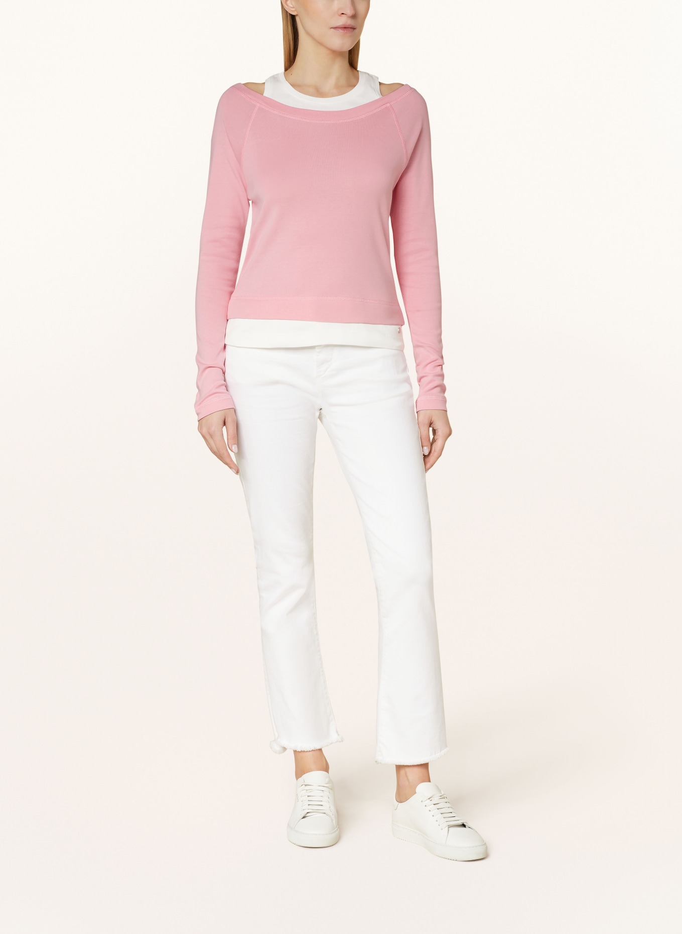monari Cold shoulder shirt, Color: PINK/ WHITE (Image 2)