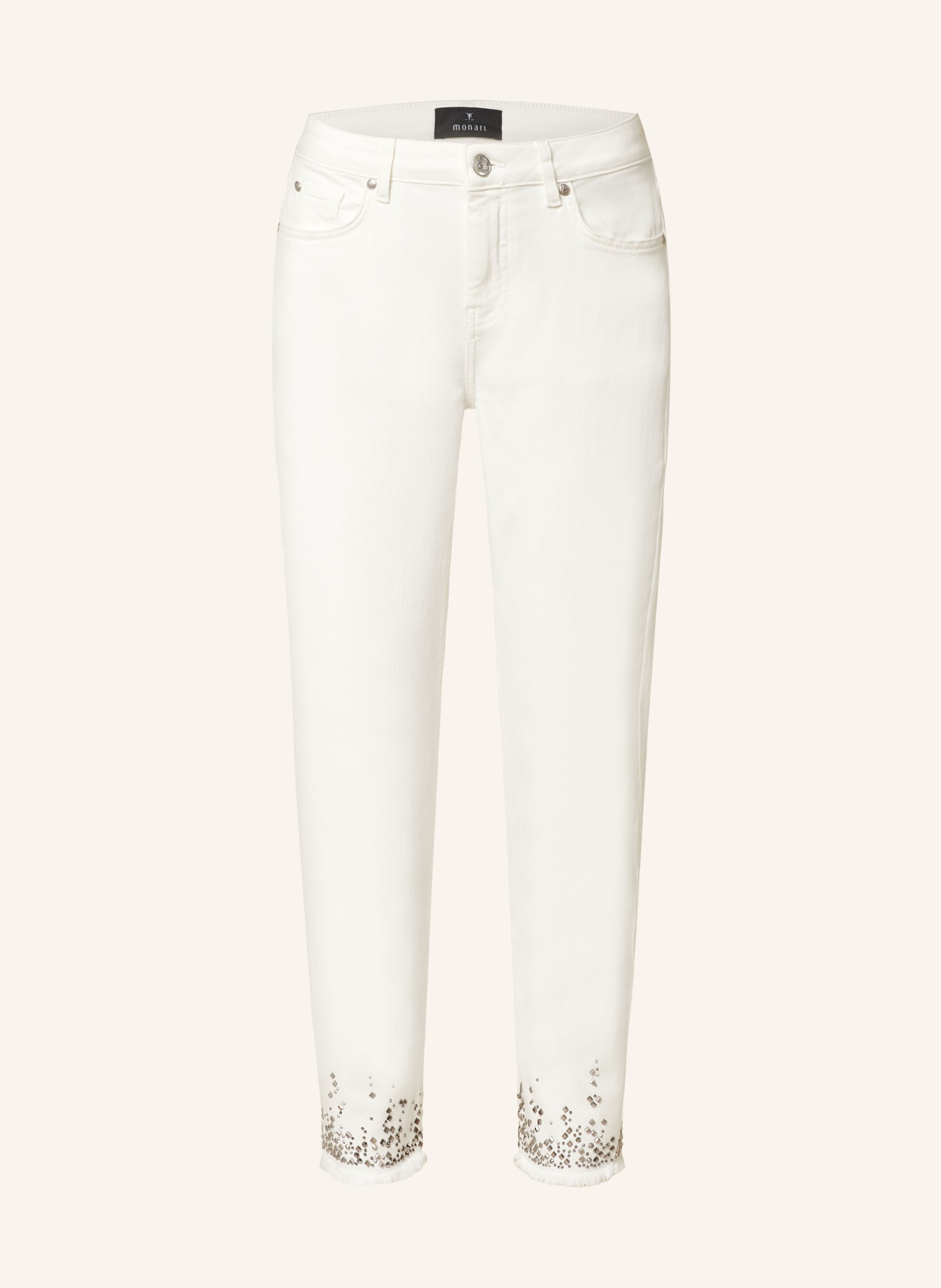 monari 7/8-Jeans mit Schmucksteinen, Farbe: WEISS (Bild 1)