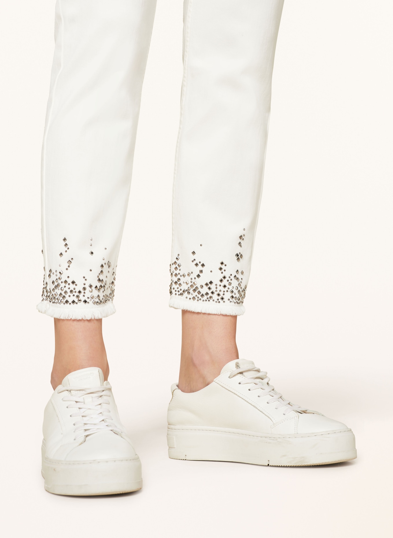 monari 7/8 jeans with decorative gems, Color: WHITE (Image 5)