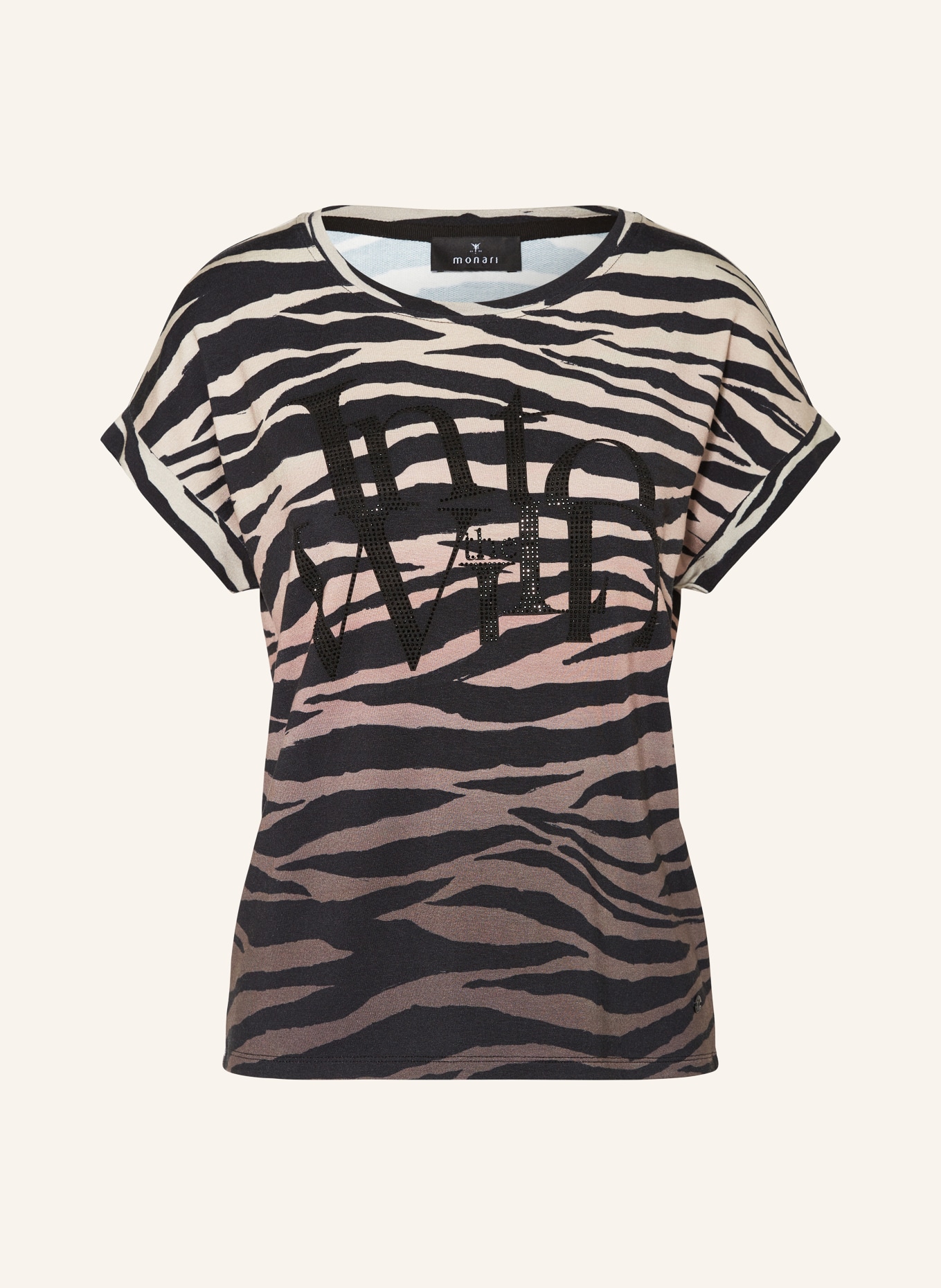 monari T-Shirt mit Schmucksteinen, Farbe: HELLBRAUN/ BRAUN/ SCHWARZ (Bild 1)