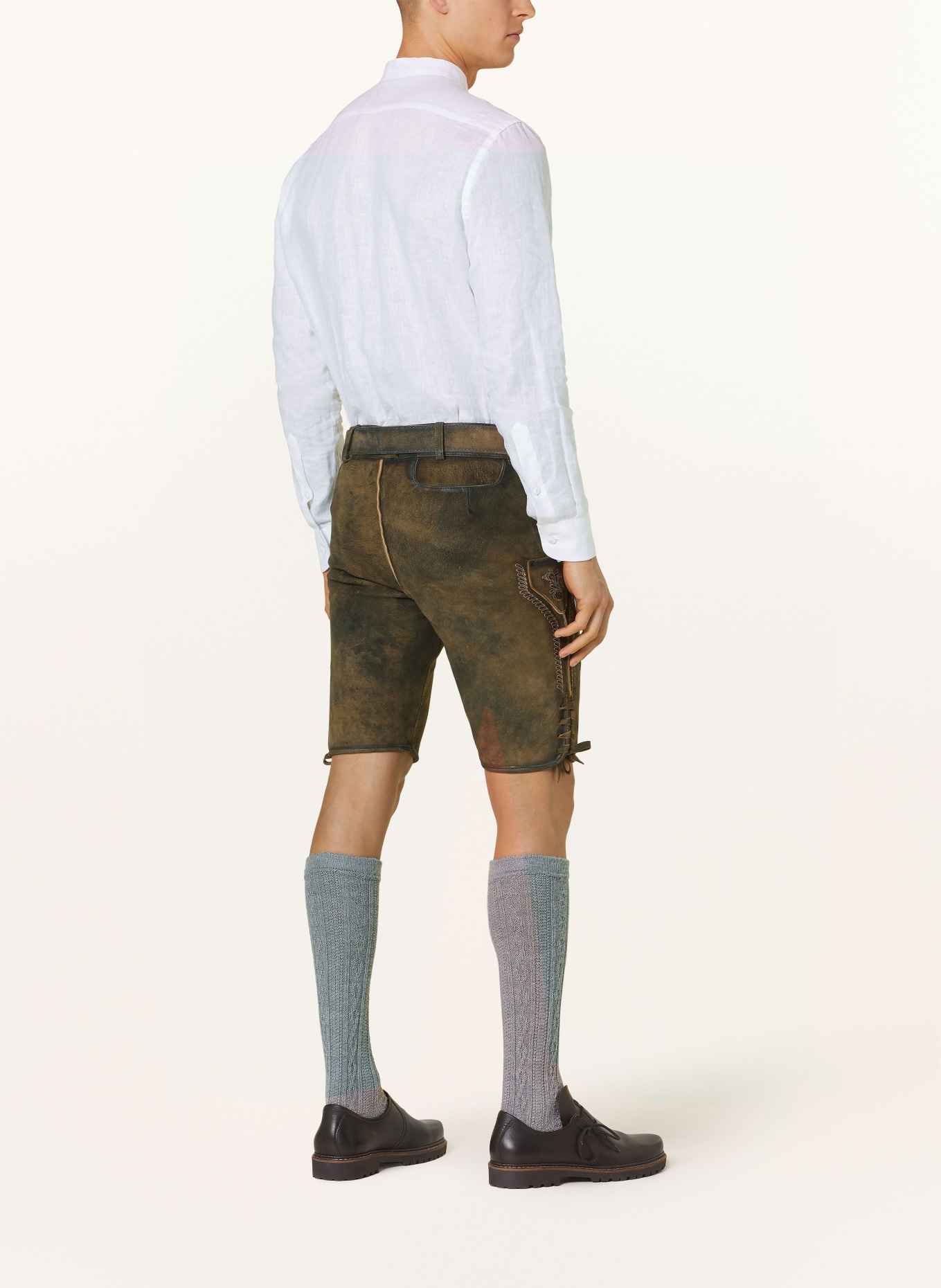 HIRSCHER Spodnie skórzane w stylu ludowym KUFSTEIN, Kolor: CIEMNOBRĄZOWY (Obrazek 3)