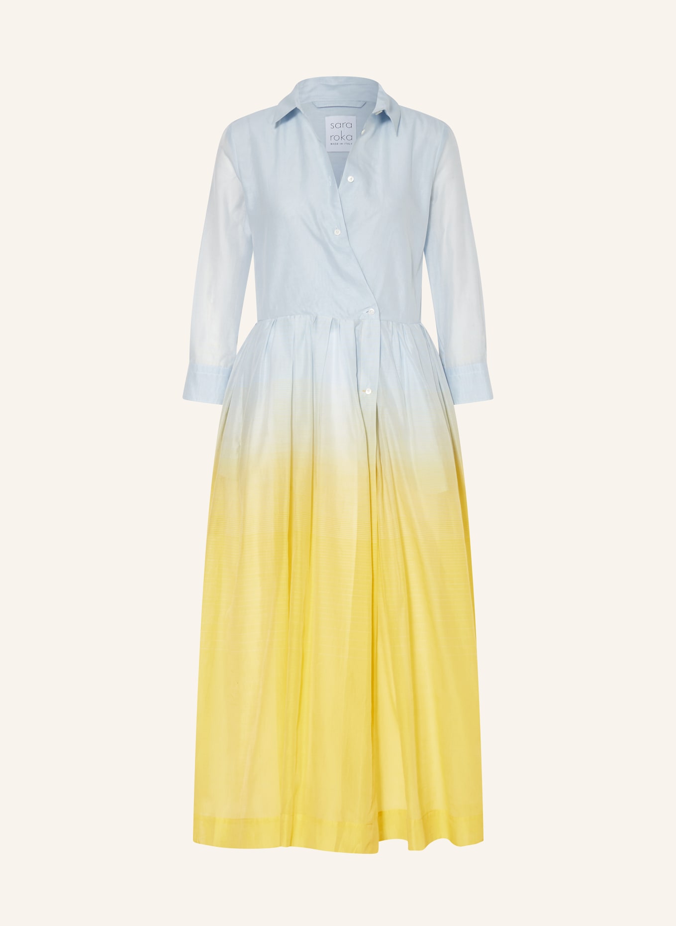 sara roka Shirt dress EDNA with silk, Color: LIGHT BLUE/ YELLOW (Image 1)