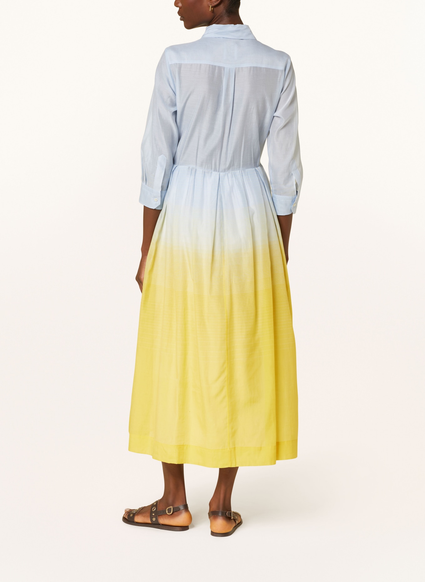 sara roka Shirt dress EDNA with silk, Color: LIGHT BLUE/ YELLOW (Image 3)