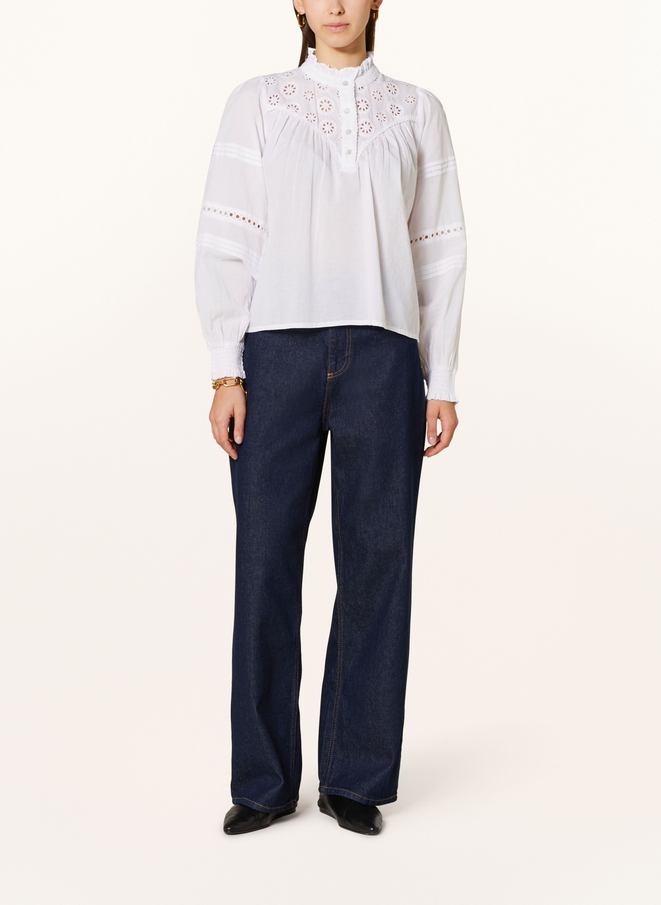 NEO NOIR Shirt blouse EMILY with broderie anglaise, Color: WHITE (Image 2)