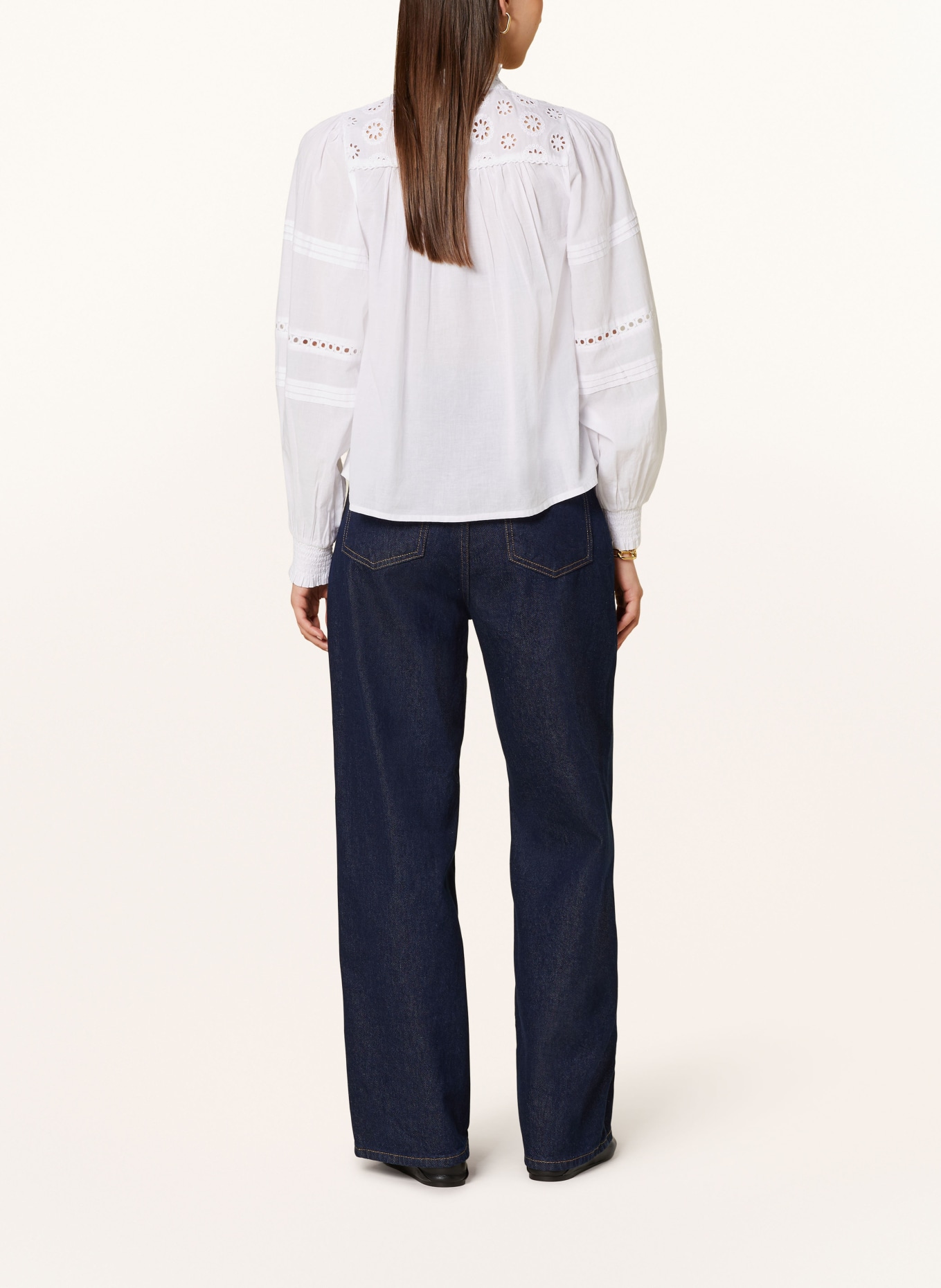 NEO NOIR Shirt blouse EMILY with broderie anglaise, Color: WHITE (Image 3)
