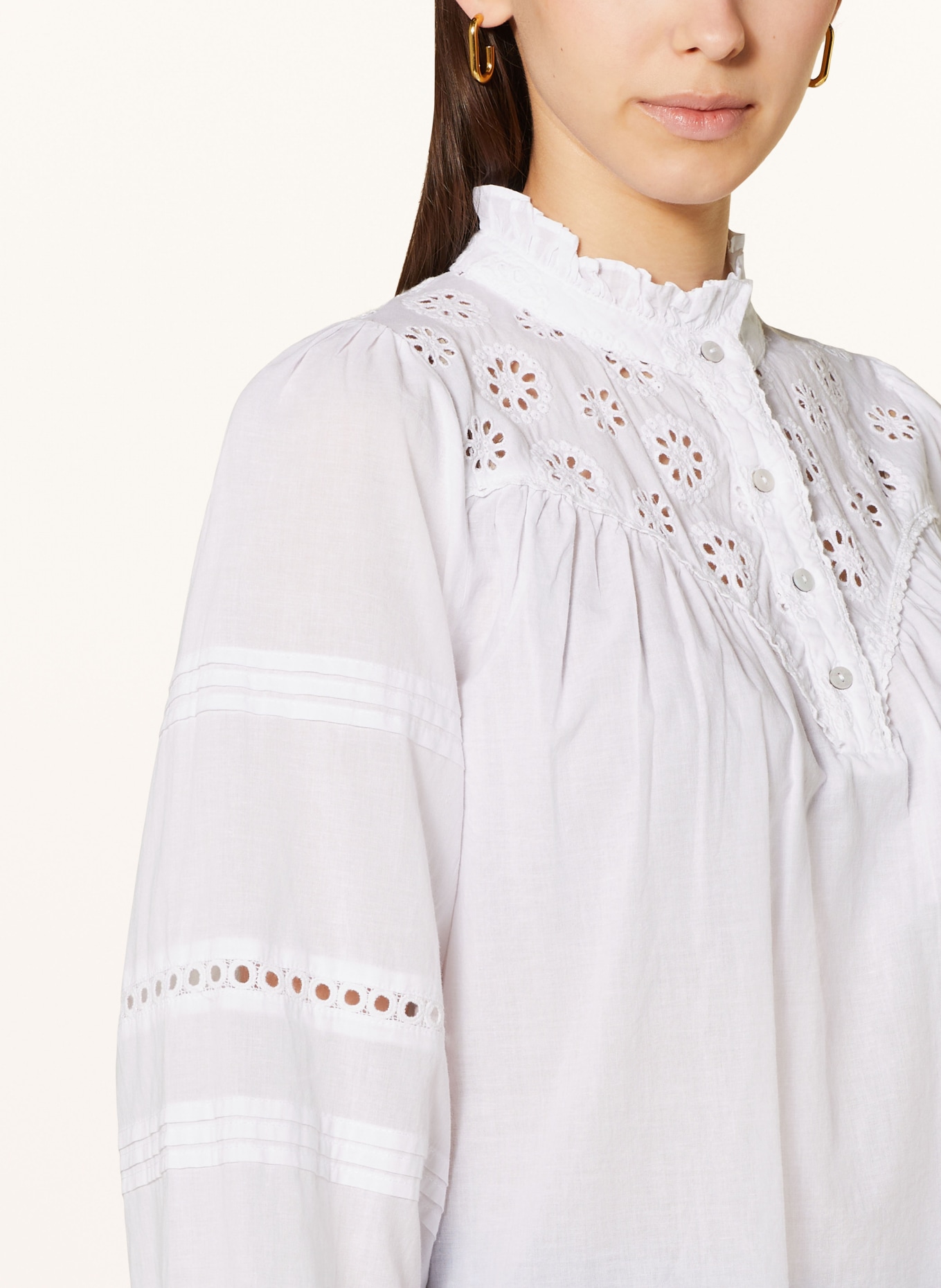NEO NOIR Shirt blouse EMILY with broderie anglaise, Color: WHITE (Image 4)