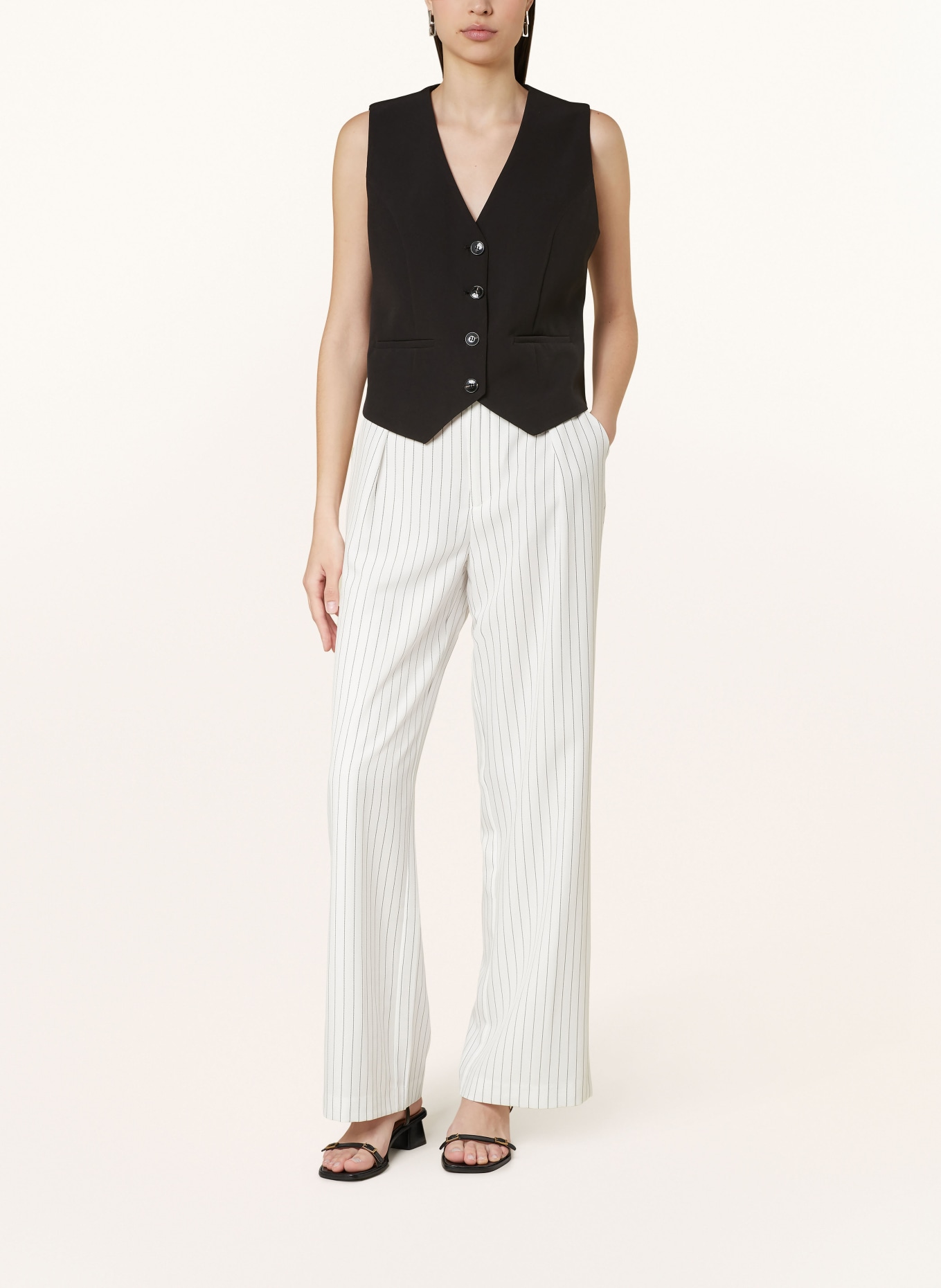 NEO NOIR Wide leg trousers ALESSANDRA, Color: WHITE/ BLACK (Image 2)