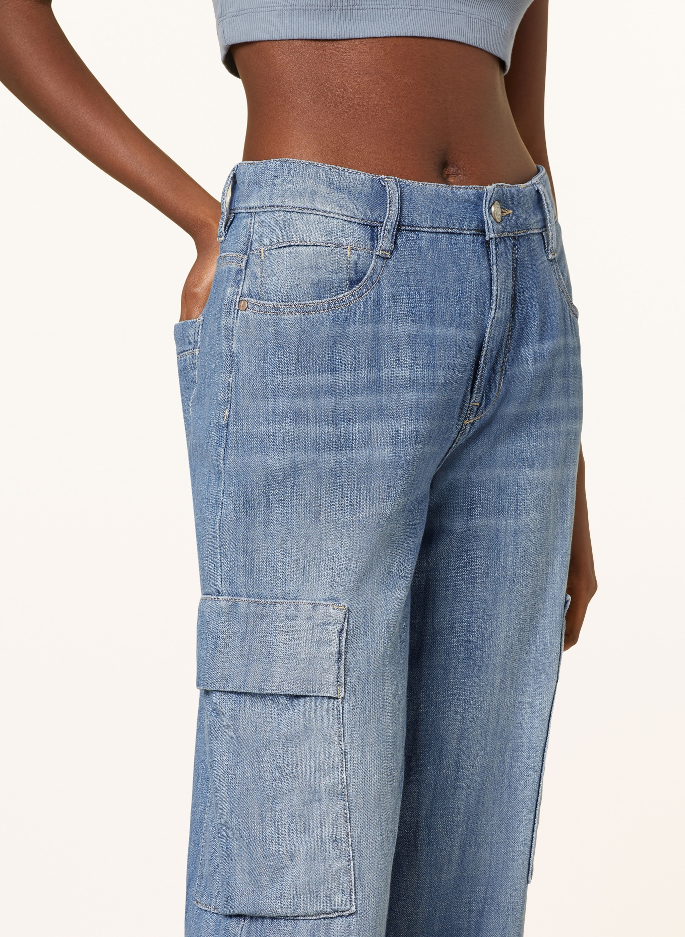 GANG Culotte jeans 94CAROL CARGO, Color: 7399 midblue washed (Image 5)