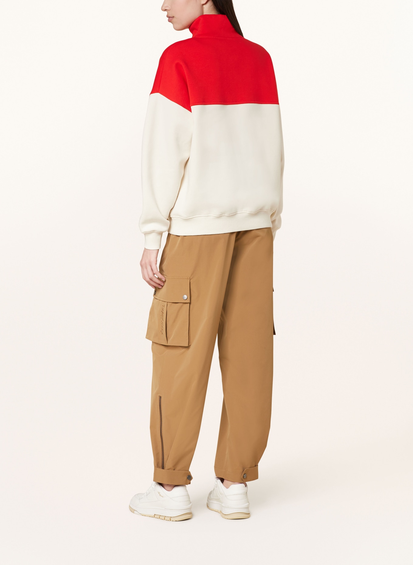 TheJoggConcept adidas Training 3 stripe cropped t-shirt in pink JCSAGE, Color: RED/ CREAM (Image 3)
