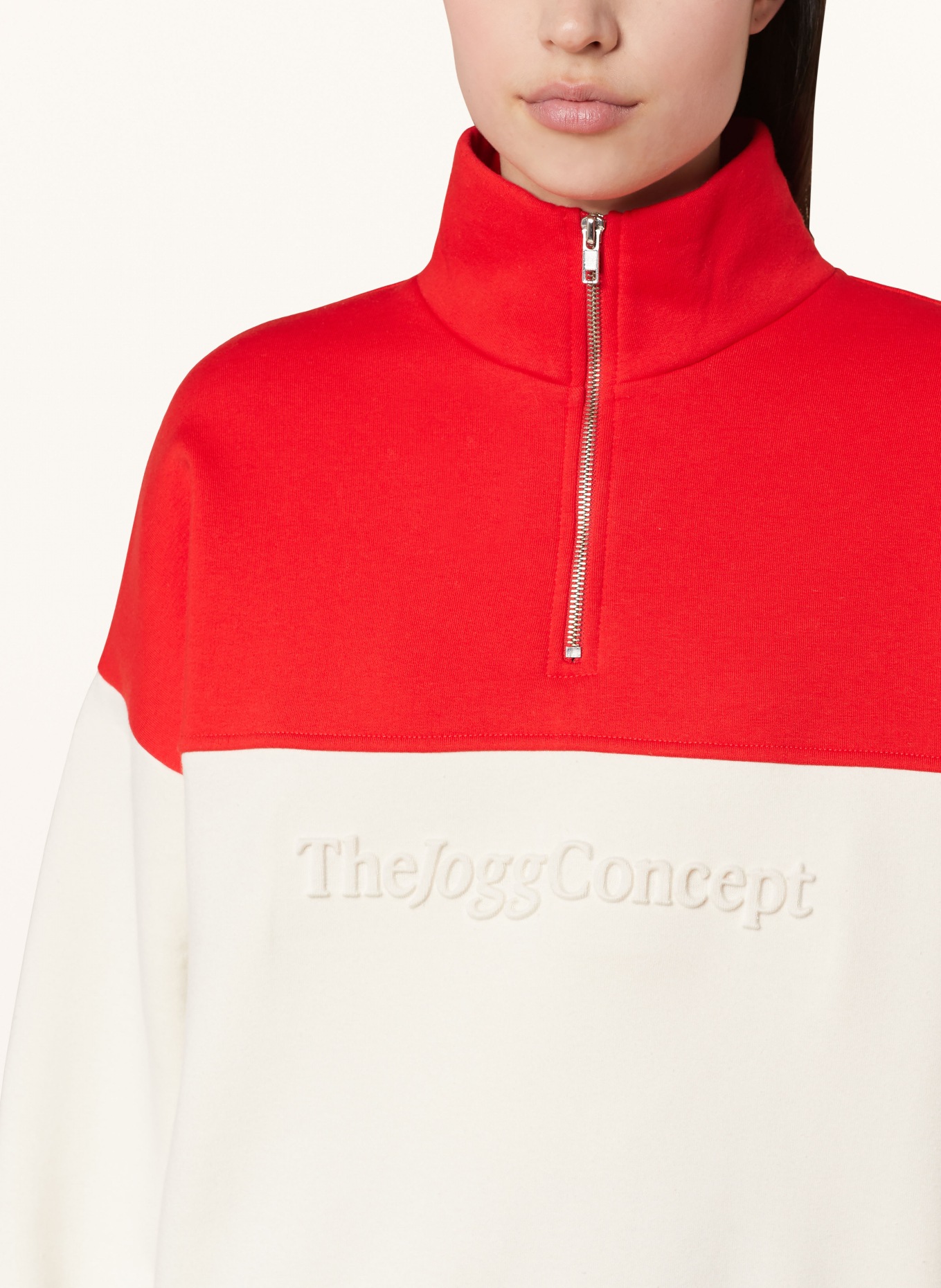 TheJoggConcept adidas Training 3 stripe cropped t-shirt in pink JCSAGE, Color: RED/ CREAM (Image 4)
