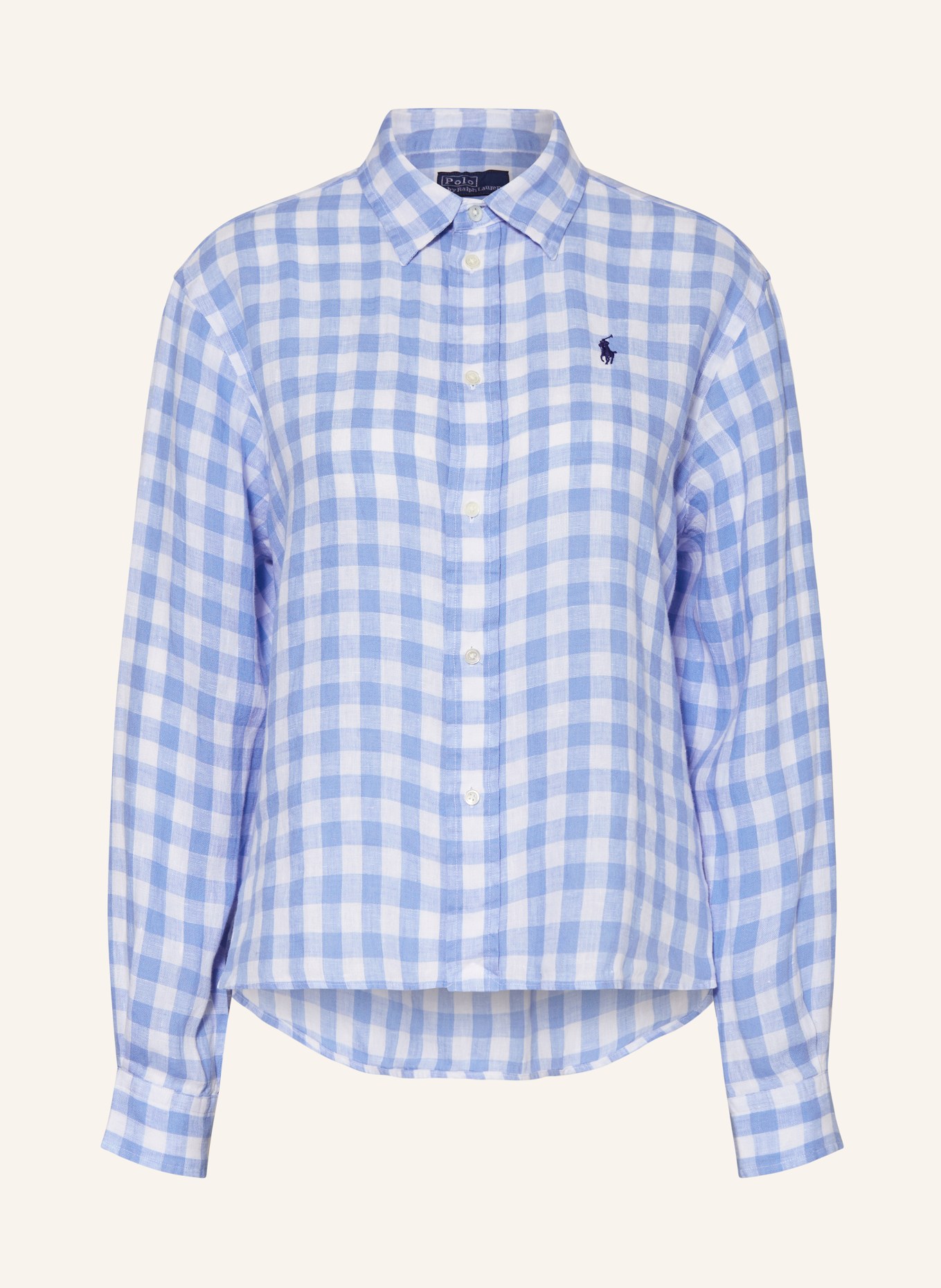 POLO RALPH LAUREN Shirt blouse made of linen, Color: WHITE/ LIGHT BLUE (Image 1)