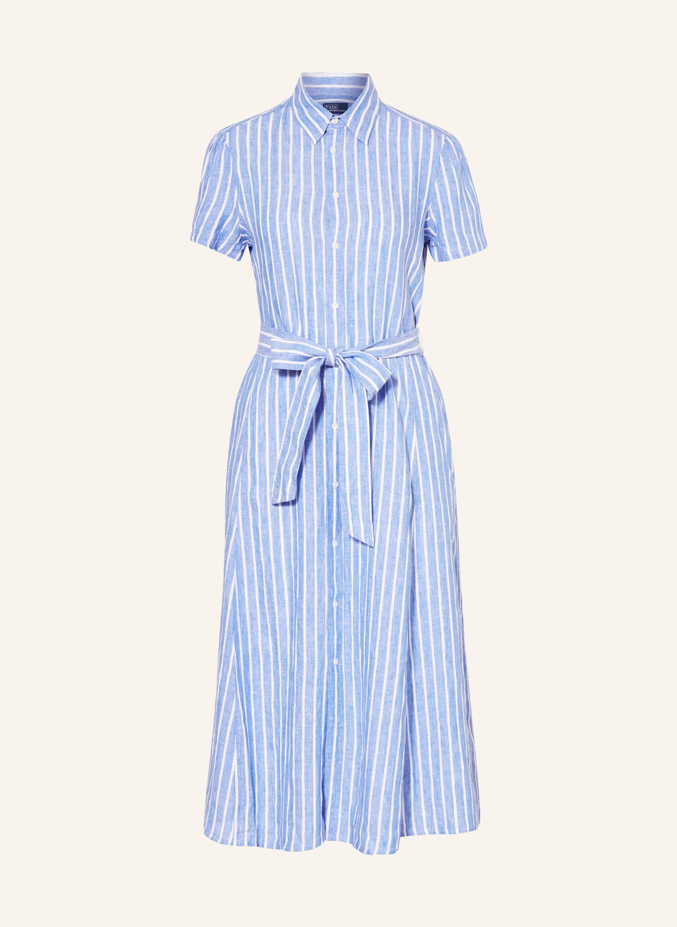 POLO RALPH LAUREN Shirt dress in linen, Color: BLUE/ WHITE (Image 1)
