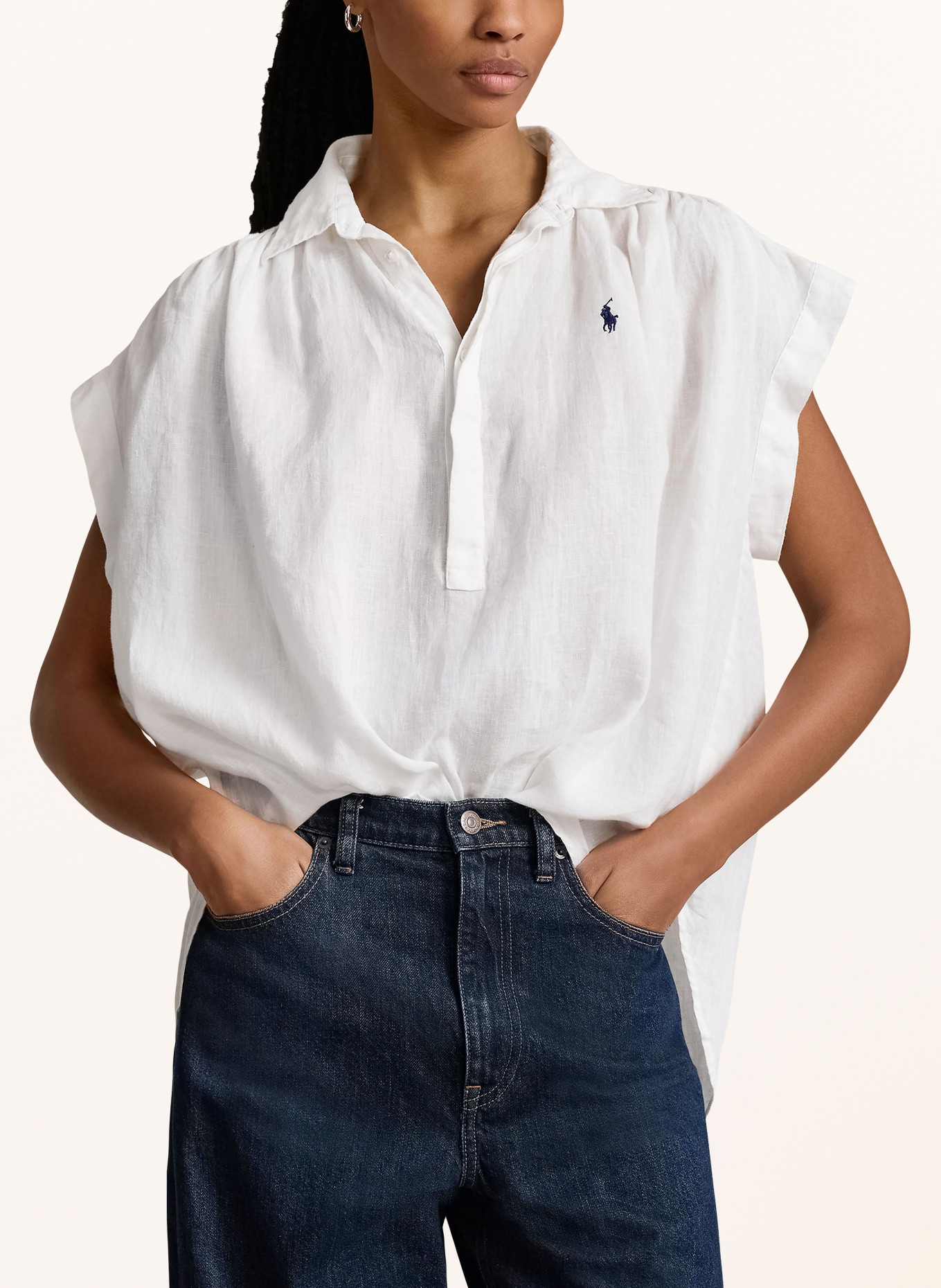 POLO RALPH LAUREN Shirt blouse made of linen, Color: WHITE (Image 4)