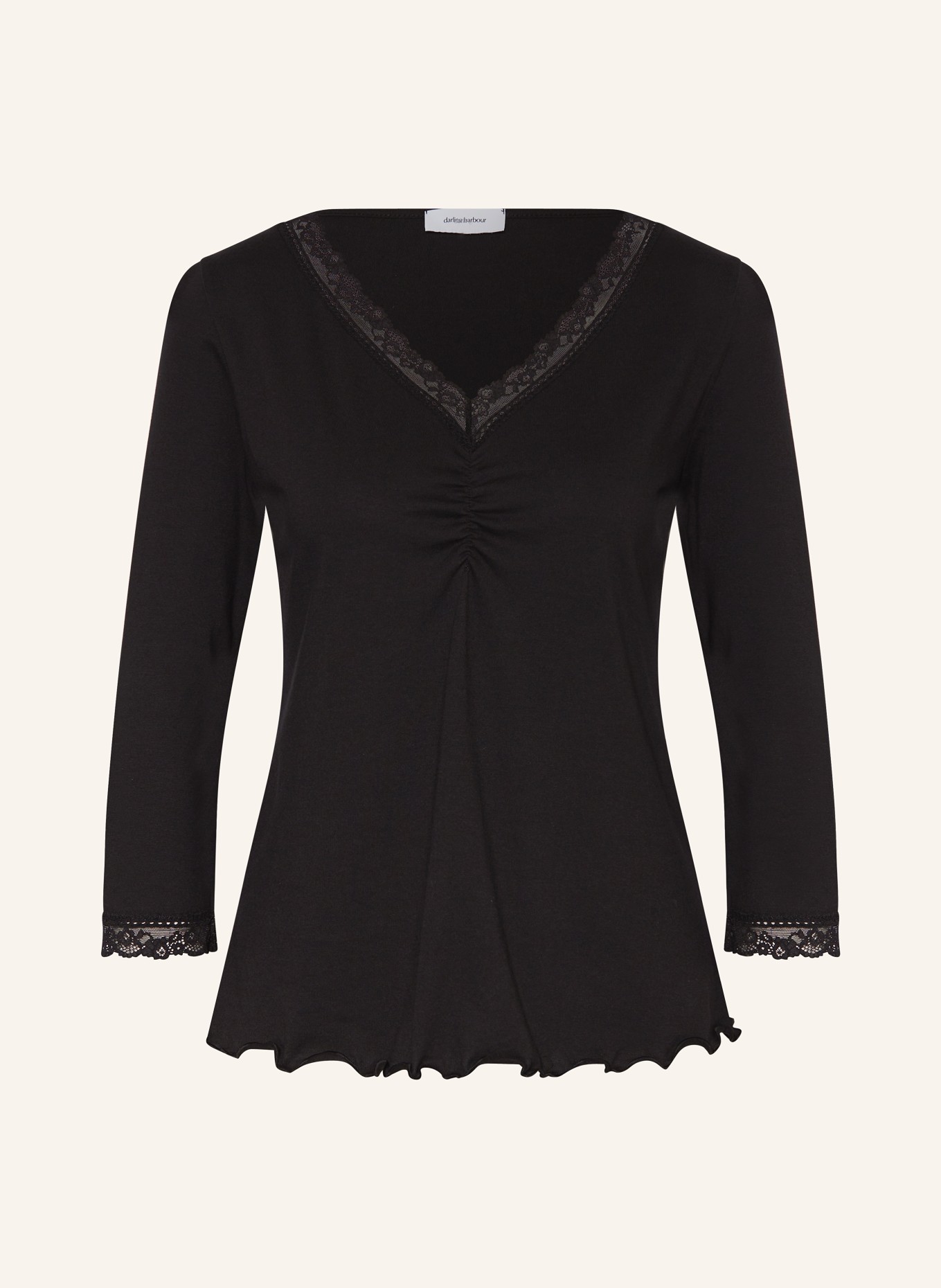 darling harbour Pajama shirt with 3/4 sleeve, Color: BLACK (Image 1)