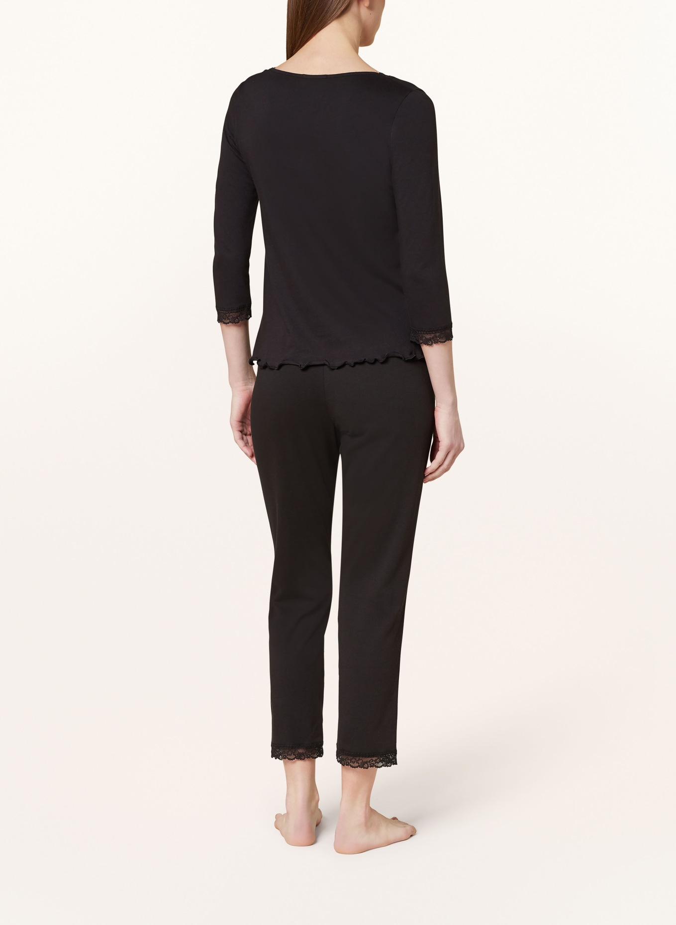 darling harbour Pajama shirt with 3/4 sleeve, Color: BLACK (Image 3)