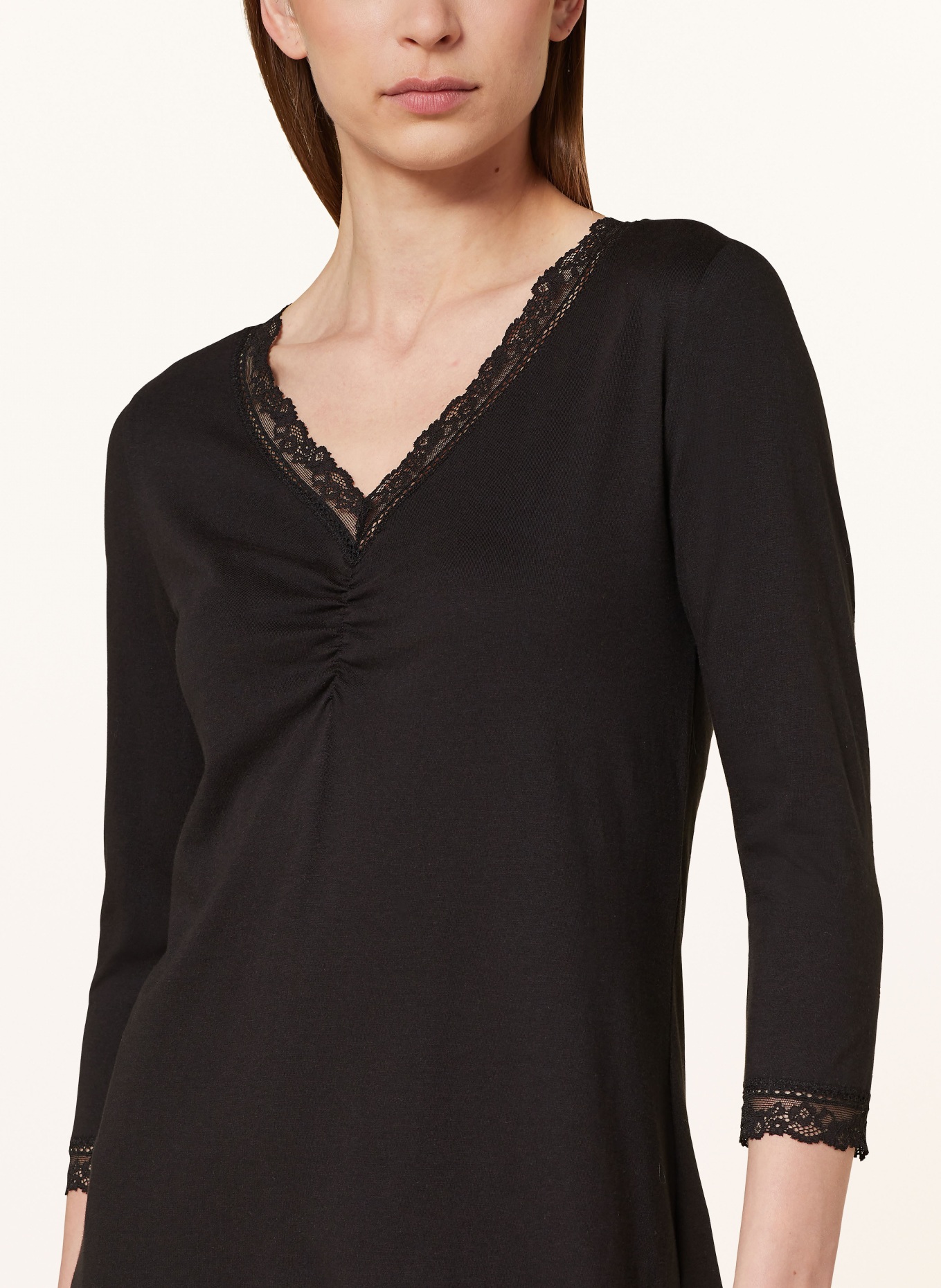 darling harbour Nightgown with 3/4 sleeves, Color: BLACK (Image 4)