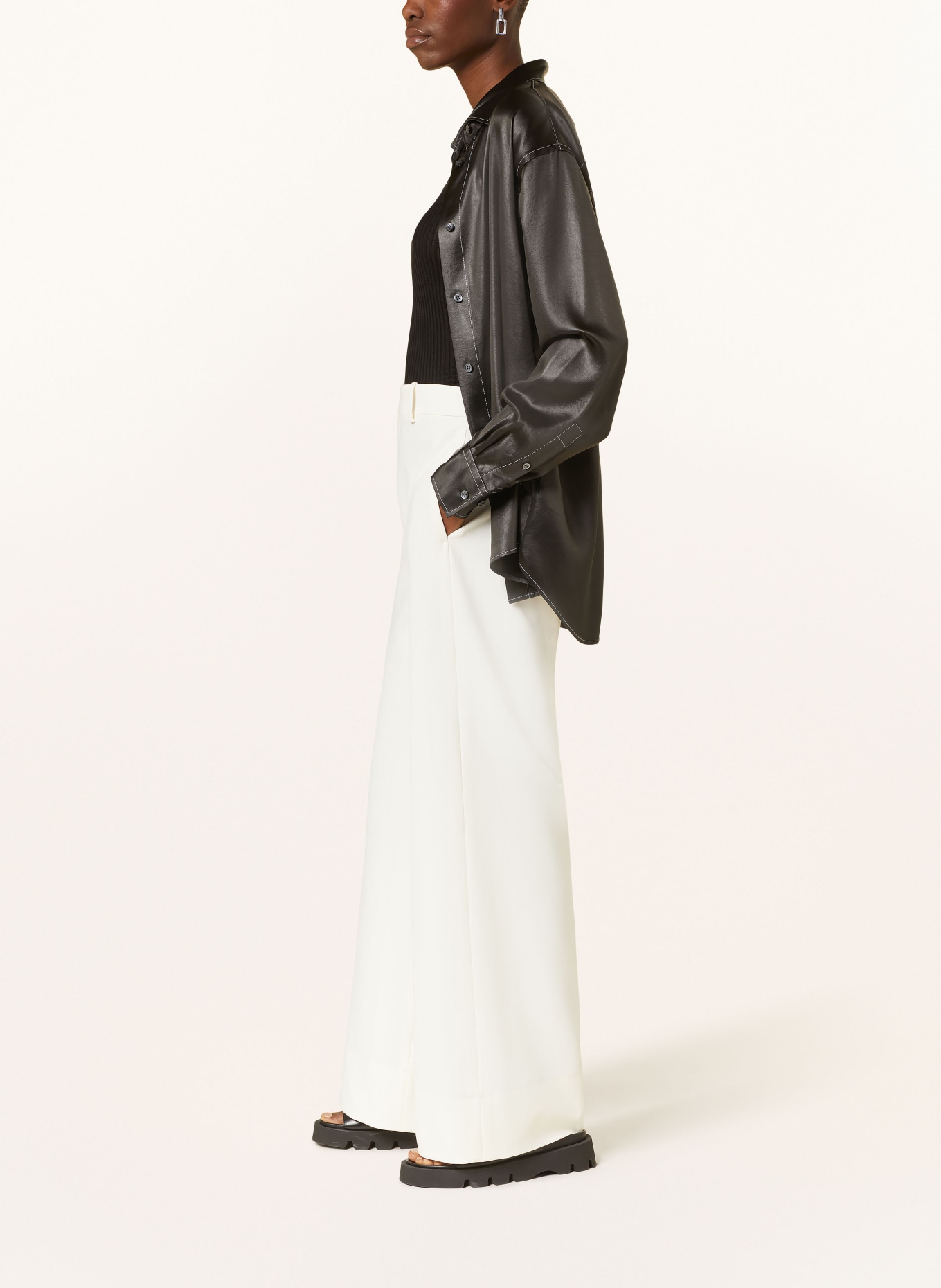 FRAME Wide leg trousers, Color: CREAM (Image 4)