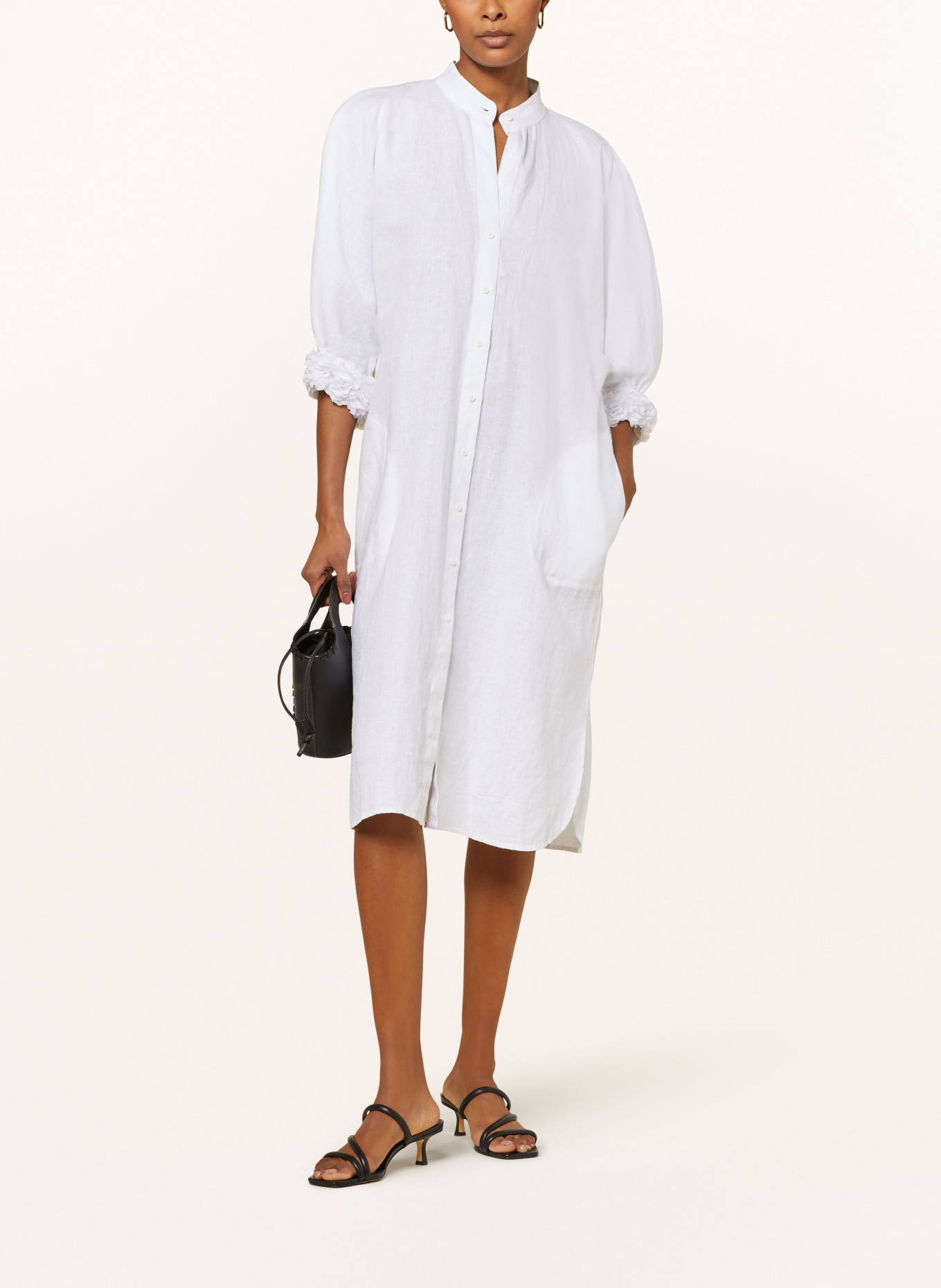 lilienfels Shirt dress made of linen with 3/4 sleeves, Color: WHITE (Image 2)