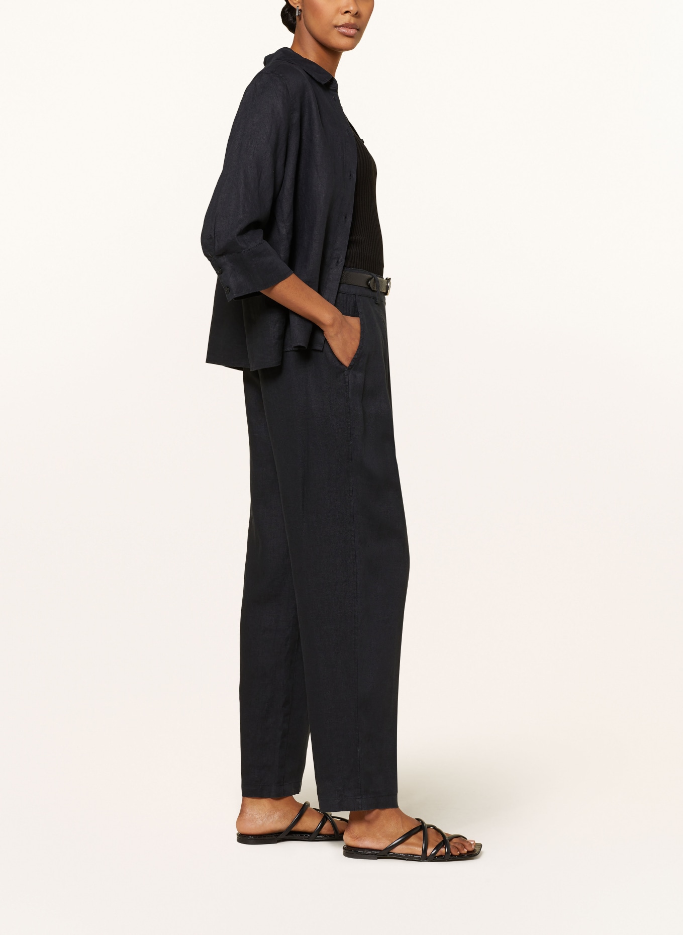 lilienfels Linen trousers, Color: BLACK (Image 4)