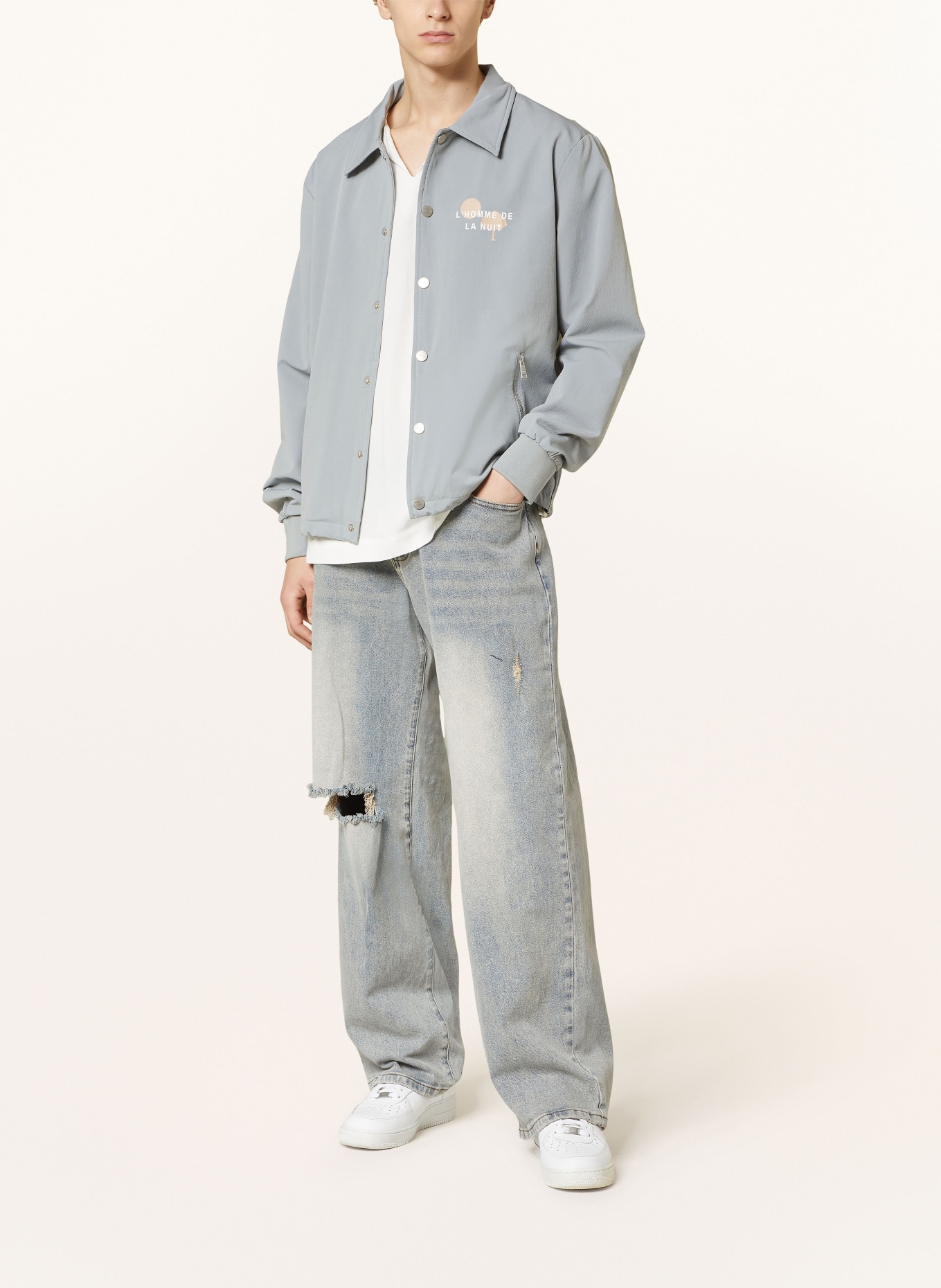 don't waste culture Overshirt DEIR, Color: LIGHT GRAY (Image 3)