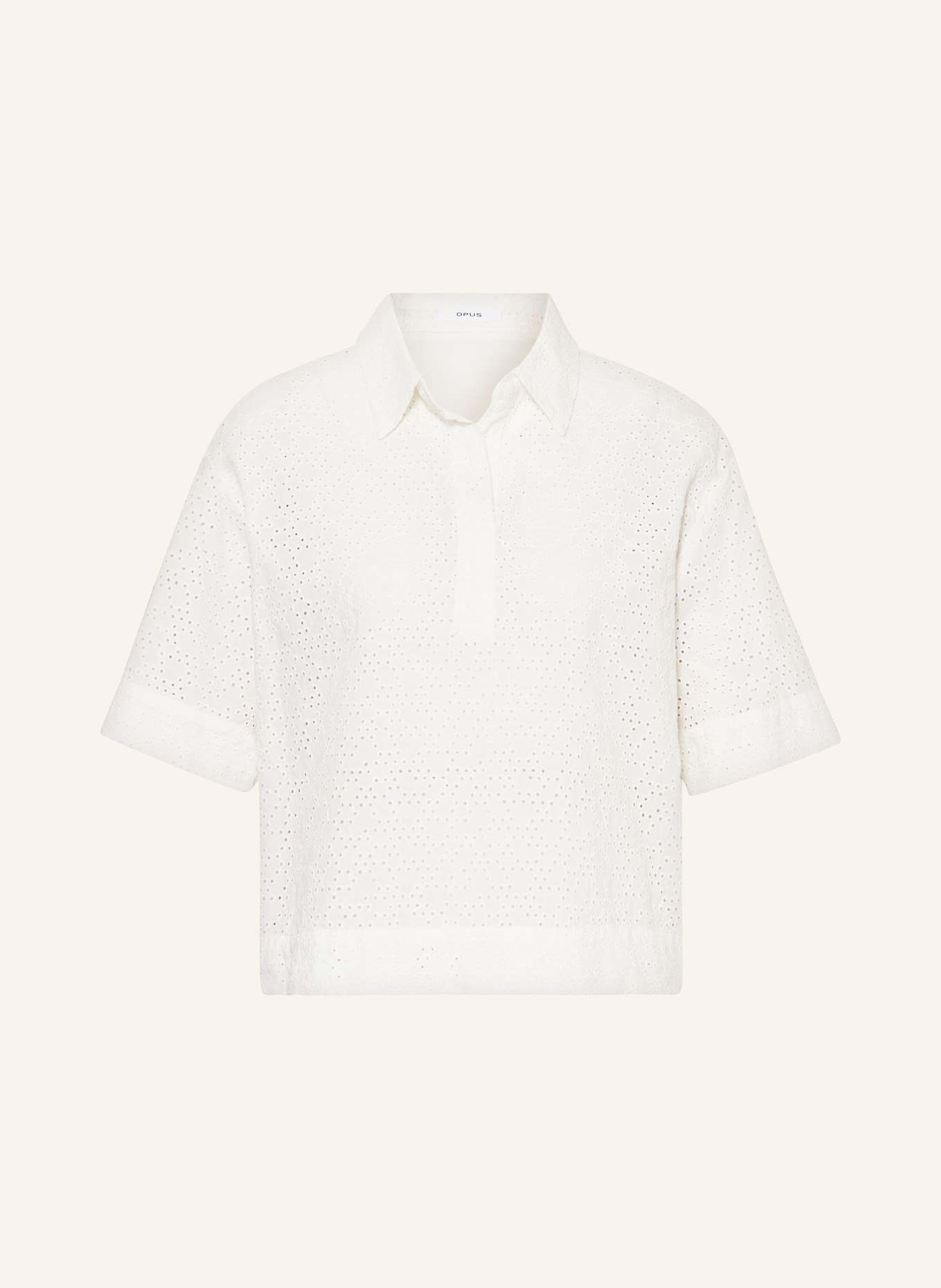 OPUS Shirt blouse FASPER with broderie anglaise, Color: WHITE (Image 1)