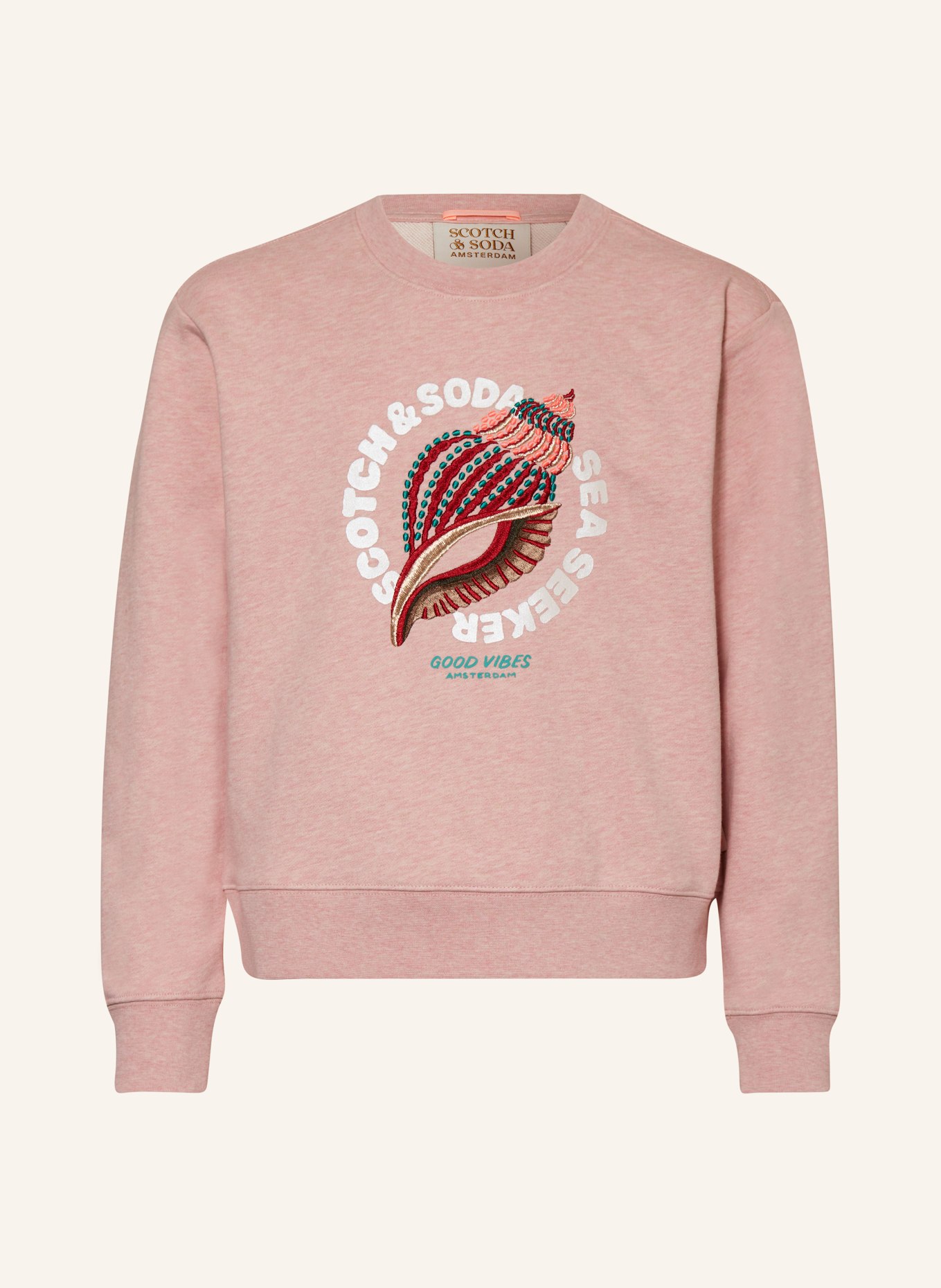 SCOTCH & SODA Sweatshirt, Farbe: ROSÉ/ WEISS/ GRÜN (Bild 1)