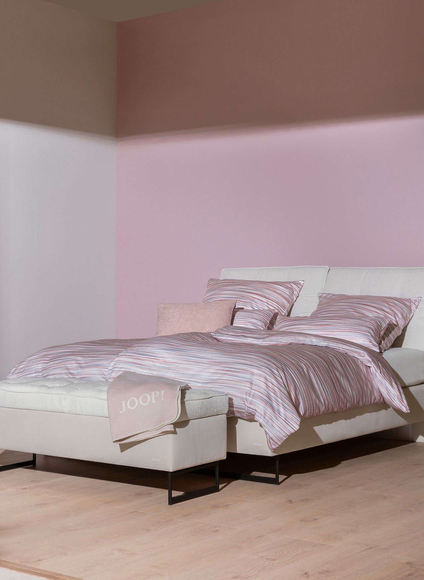 JOOP! Bettwäsche VIVID: DUNKELROT / CREME