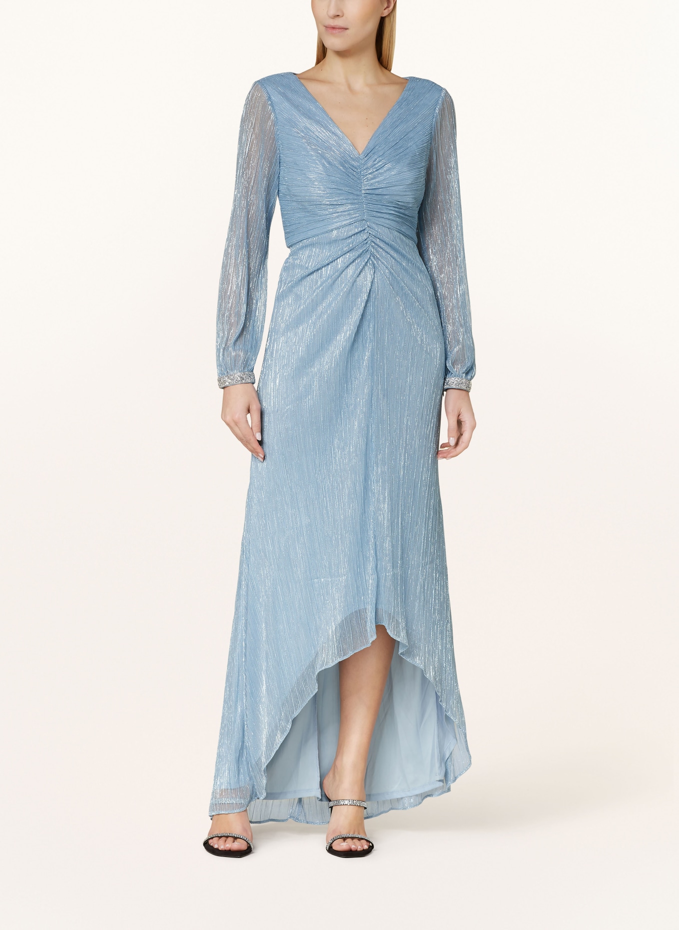 ADRIANNA PAPELL Evening dress with decorative gems and glitter thread, Color: LIGHT BLUE (Image 2)