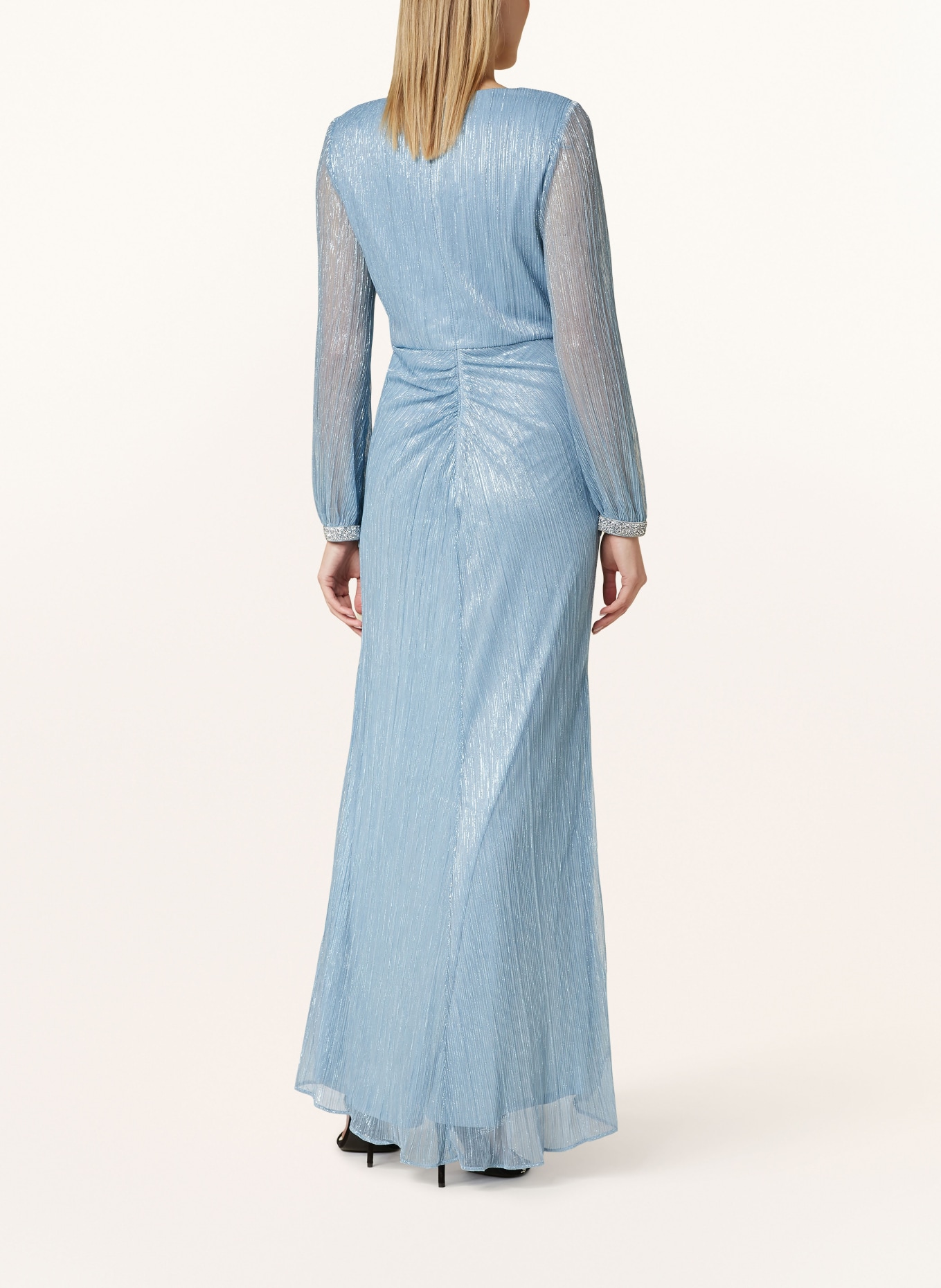 ADRIANNA PAPELL Evening dress with decorative gems and glitter thread, Color: LIGHT BLUE (Image 3)