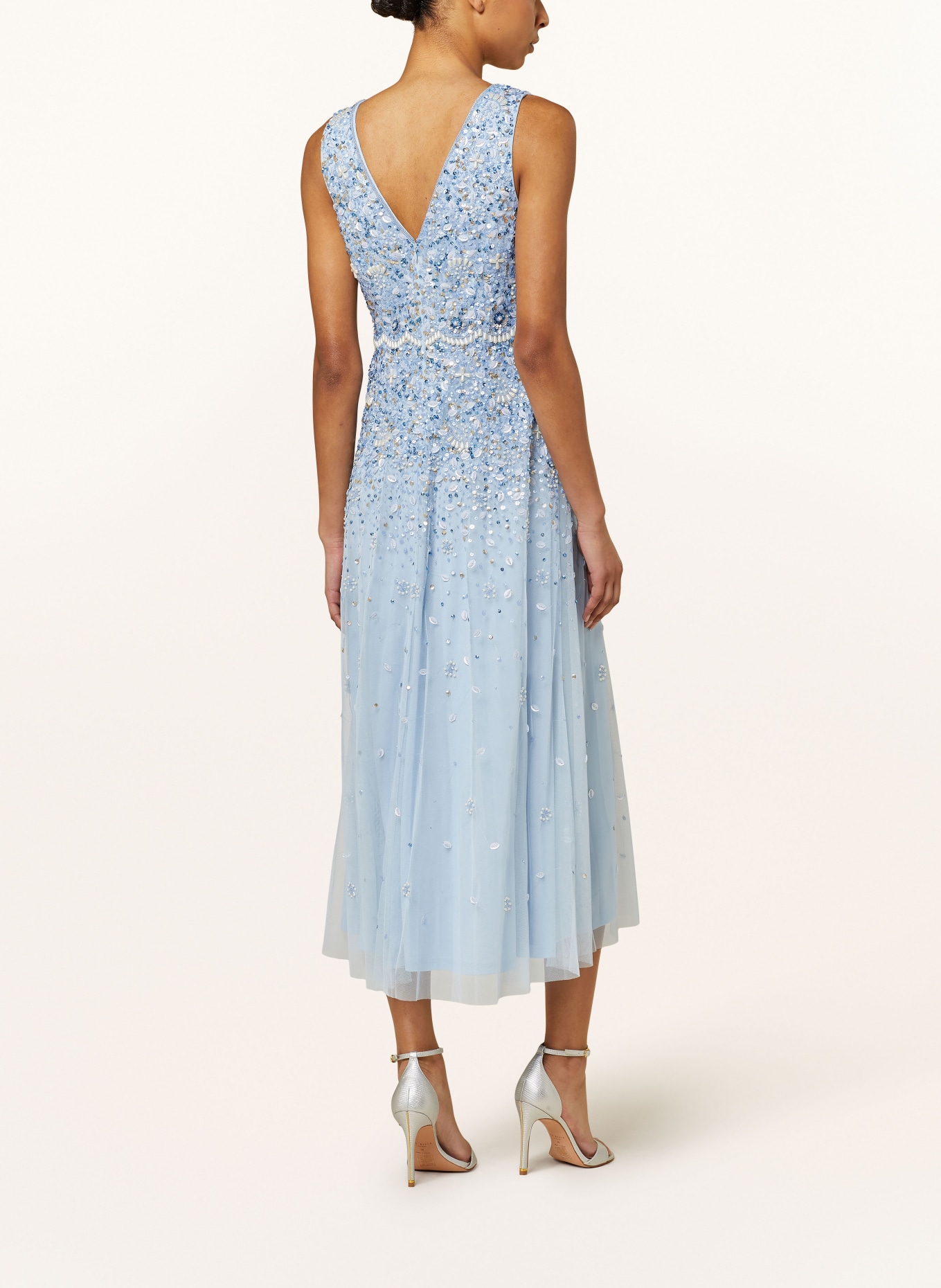 ADRIANNA PAPELL Cocktail dress with decorative gems and sequins, Color: LIGHT BLUE (Image 3)