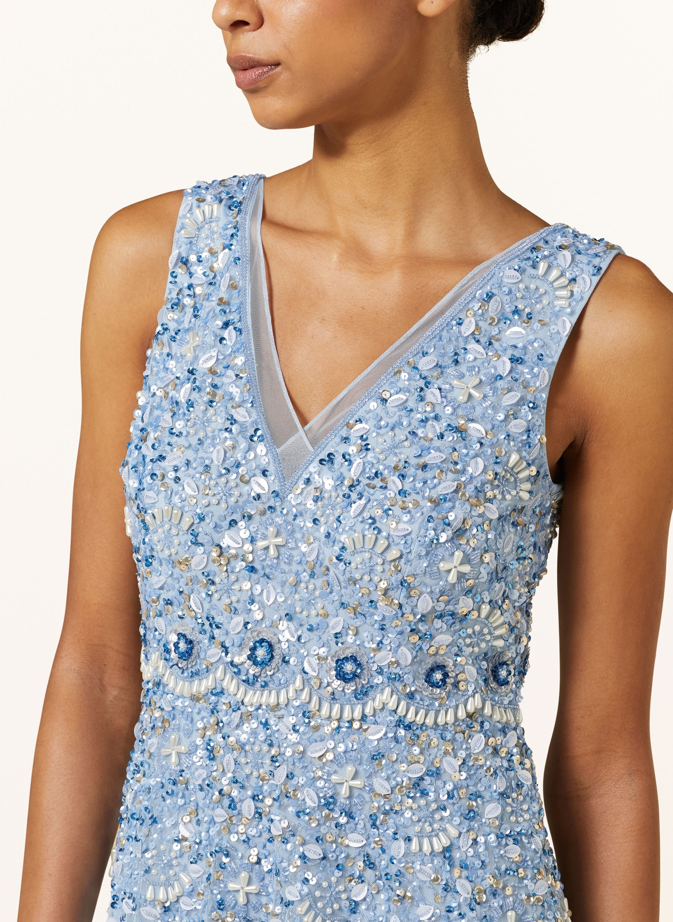 ADRIANNA PAPELL Cocktail dress with decorative gems and sequins, Color: LIGHT BLUE (Image 4)