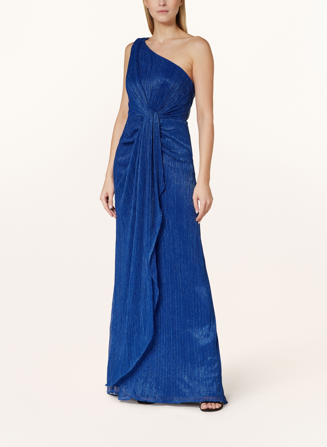 ADRIANNA PAPELL One-shoulder dress with glitter thread, Color: BLUE (Image 2)