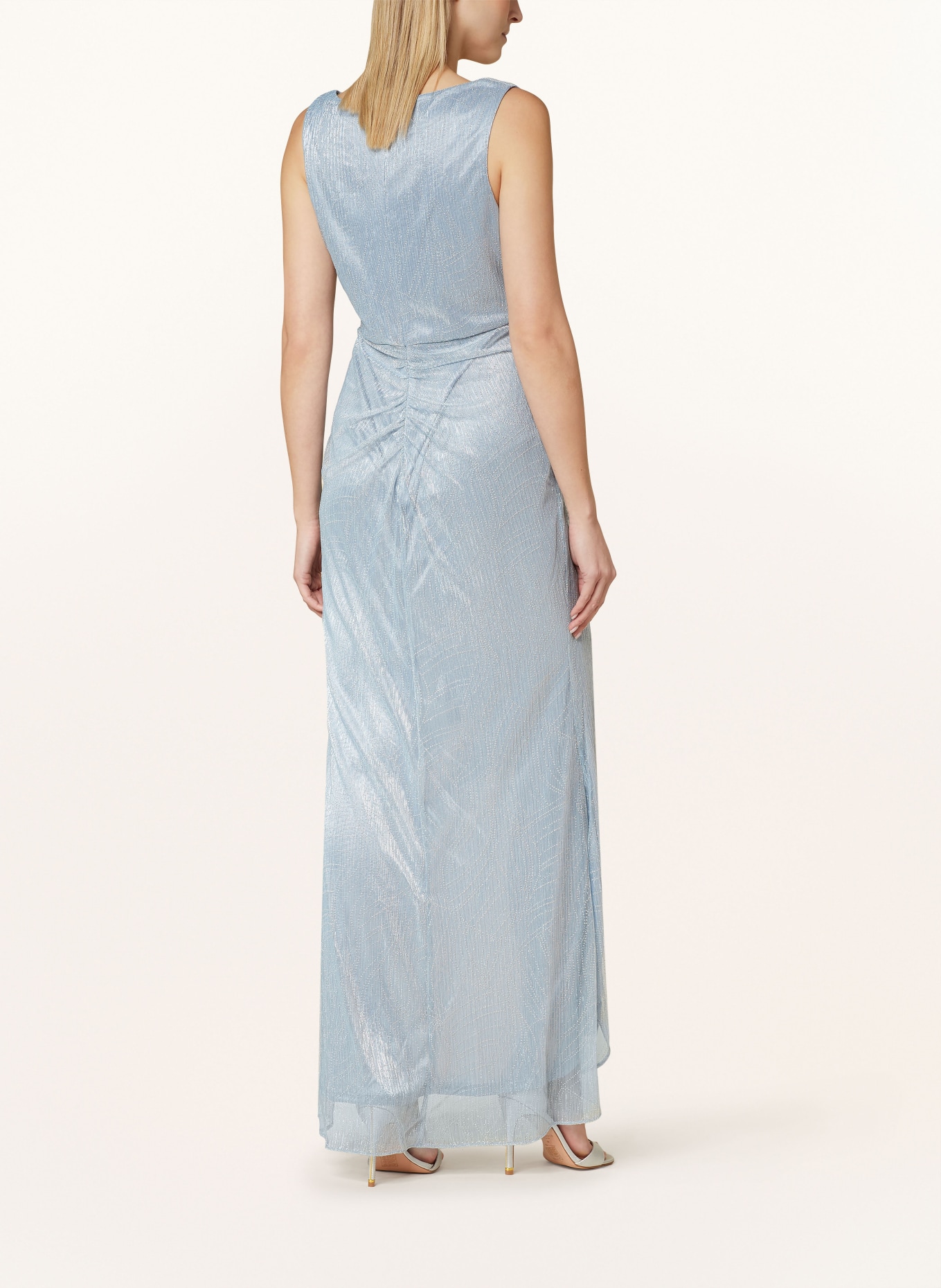 ADRIANNA PAPELL Evening dress with glitter thread in wrap look, Color: LIGHT BLUE (Image 3)
