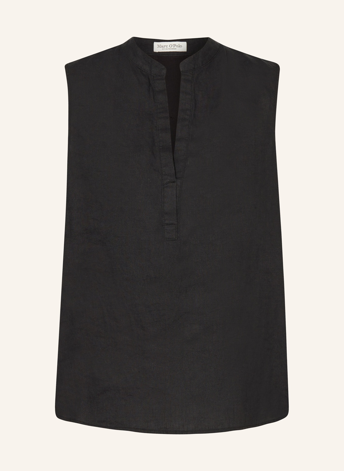 Marc O'Polo Lněný top ze směsi materiálů: ČERNÁ