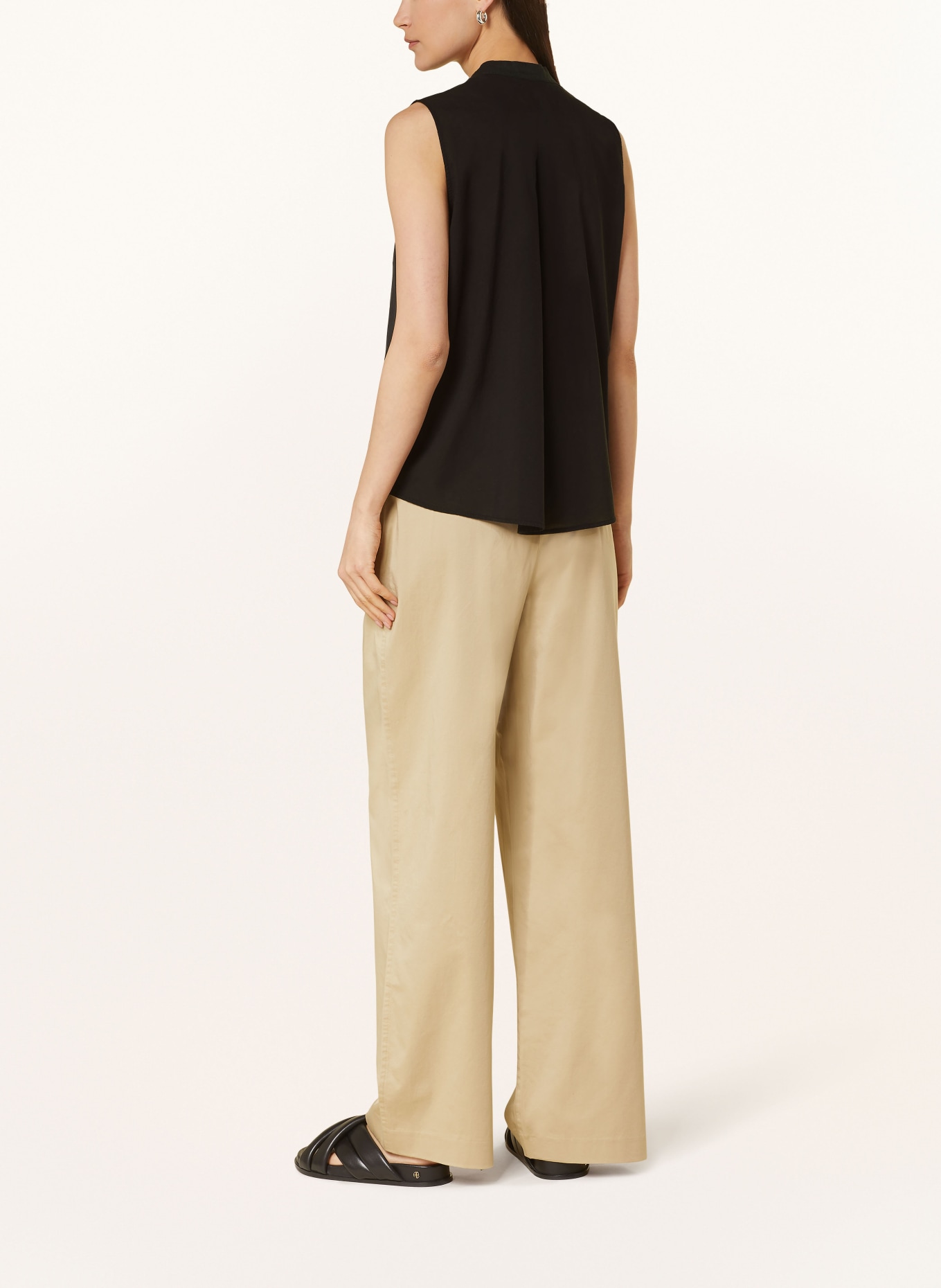 Marc O'Polo Lněný top ze směsi materiálů: ČERNÁ