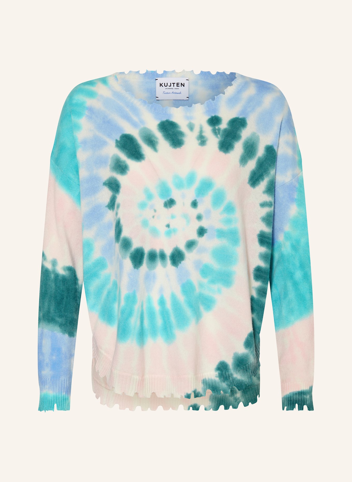 KUJTEN Cashmere sweater MELA SUNNY, Color: BLUE/ GREEN/ LIGHT PINK (Image 1)
