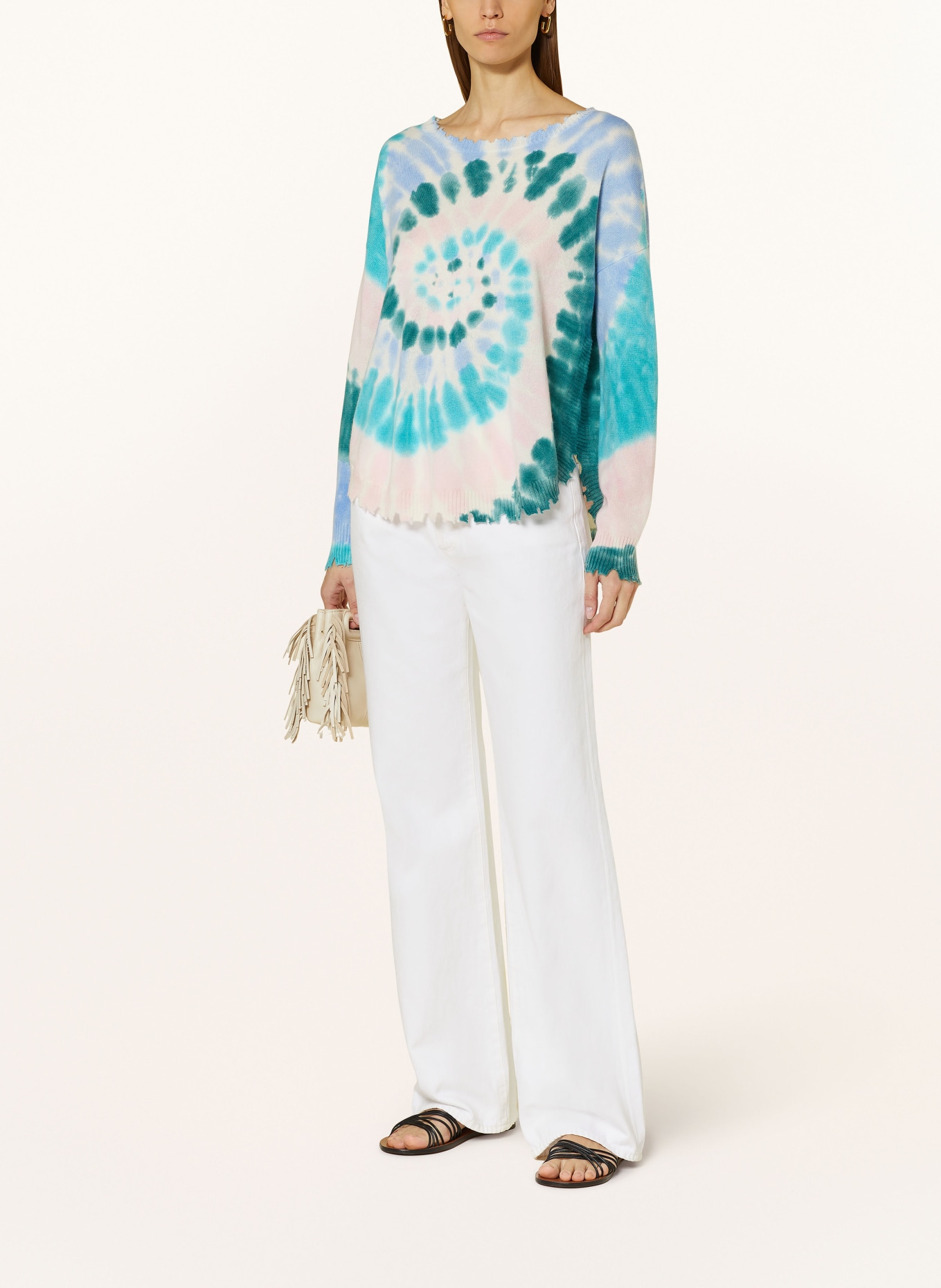KUJTEN Cashmere sweater MELA SUNNY, Color: BLUE/ GREEN/ LIGHT PINK (Image 2)