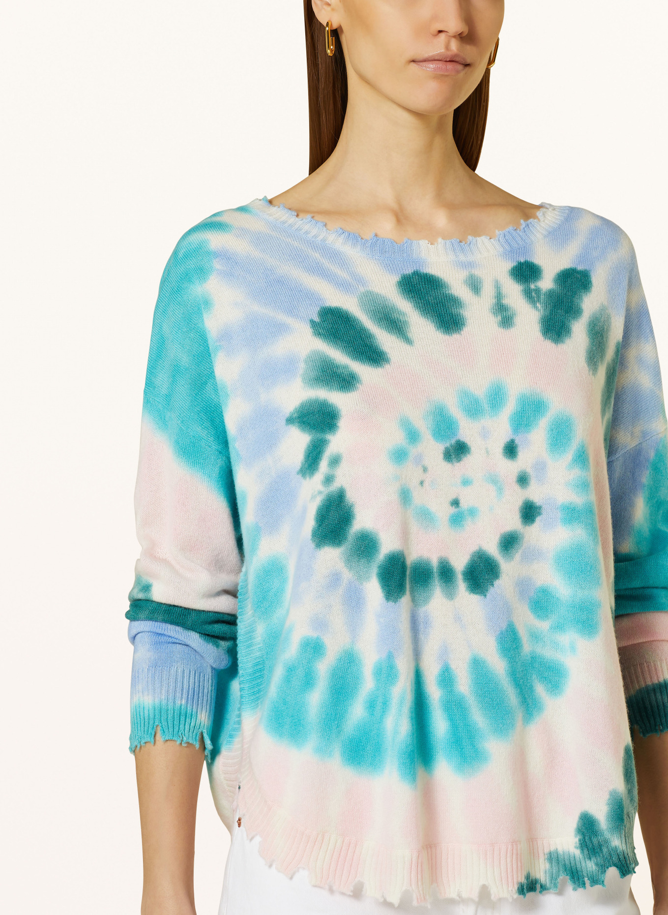 KUJTEN Cashmere sweater MELA SUNNY, Color: BLUE/ GREEN/ LIGHT PINK (Image 4)