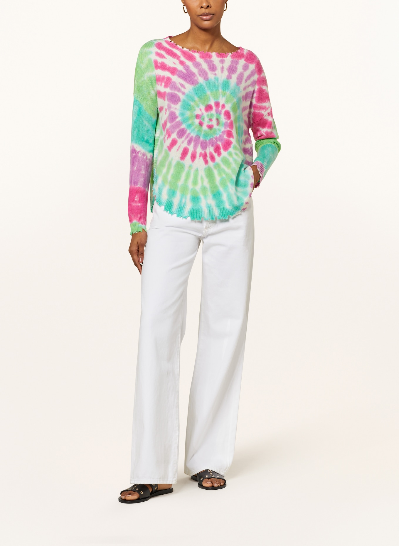 KUJTEN Cashmere sweater MELA SUNNY, Color: GREEN/ PURPLE/ PINK (Image 2)
