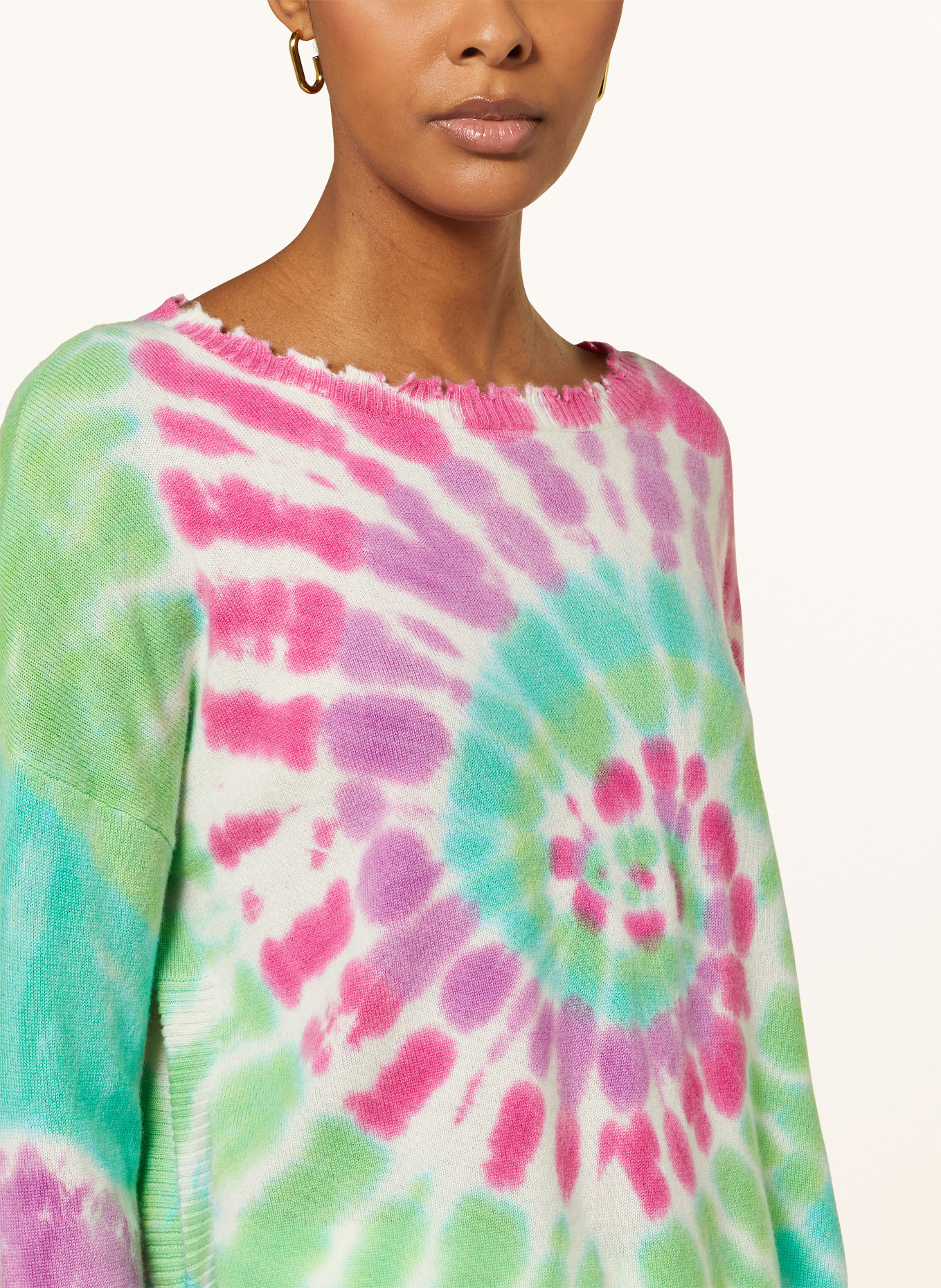 KUJTEN Cashmere-Pullover MELA SUNNY, Farbe: GRÜN/ LILA/ PINK (Bild 4)