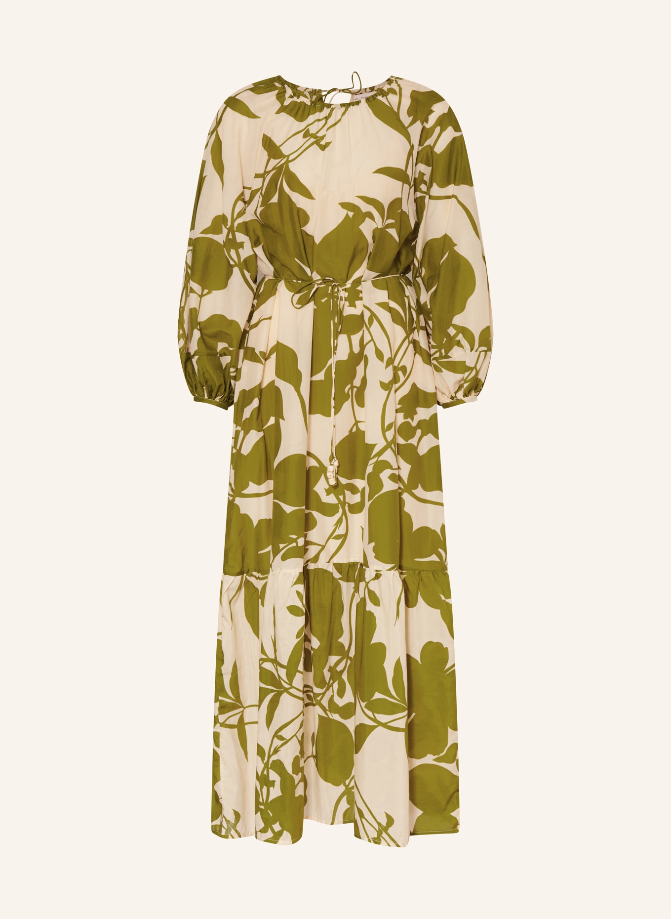 FAITHFULL THE BRAND Dress AMARIS with silk, Color: OLIVE/ NUDE (Image 1)