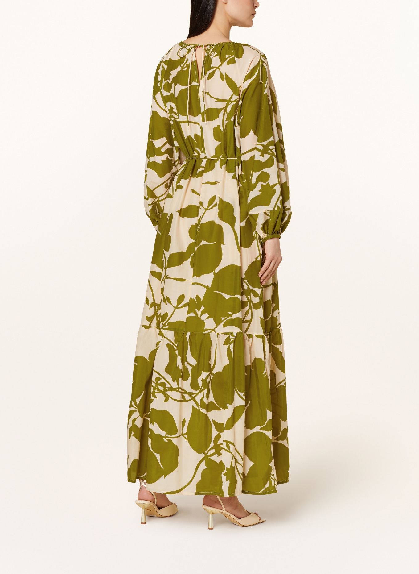 FAITHFULL THE BRAND Sukienka AMARIS z dodatkiem jedwabiu, Kolor: OLIWKOWY/ CIELISTY (Obrazek 3)