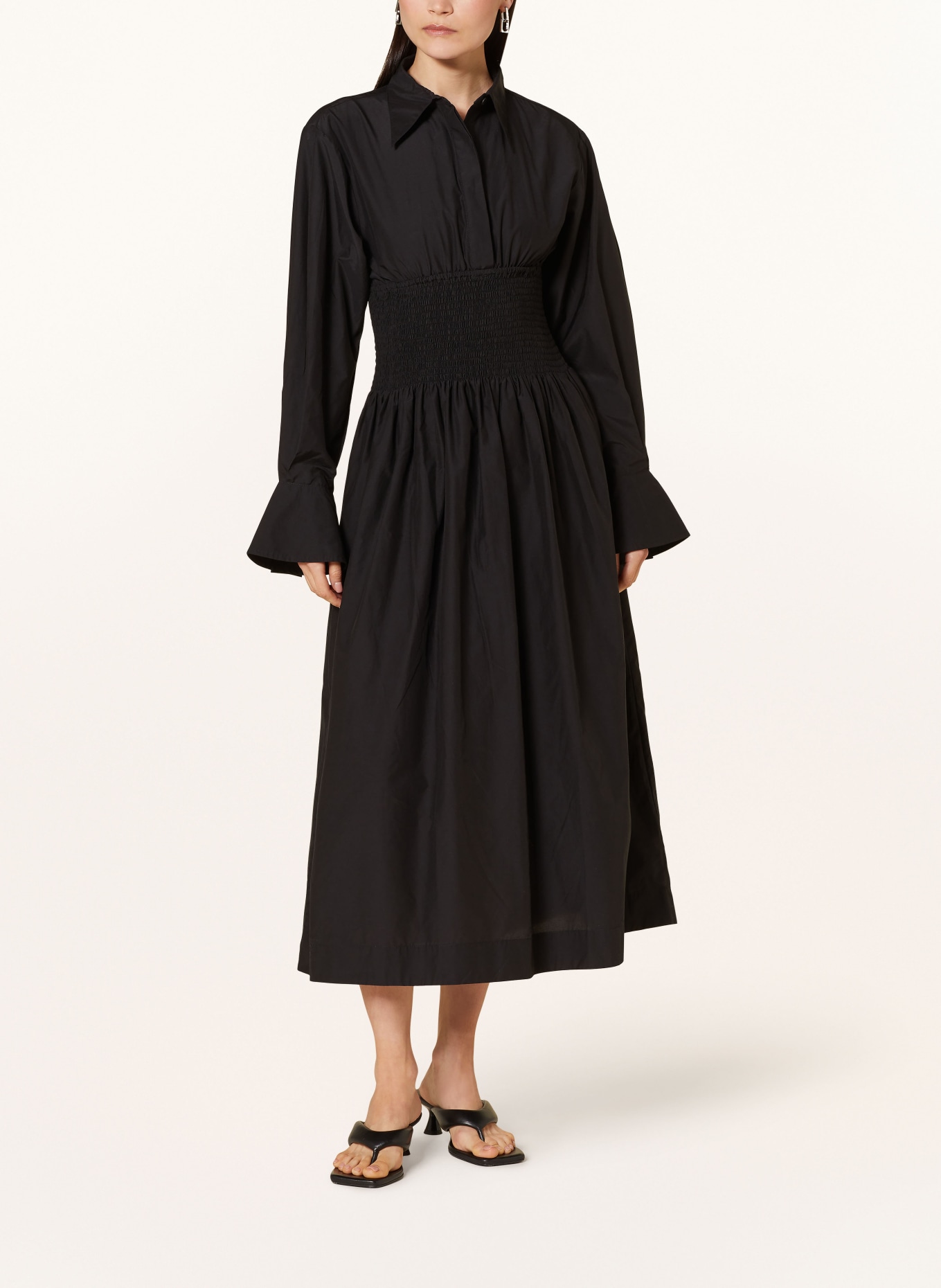 FAITHFULL THE BRAND Dress CERVO with silk, Color: BLACK (Image 2)