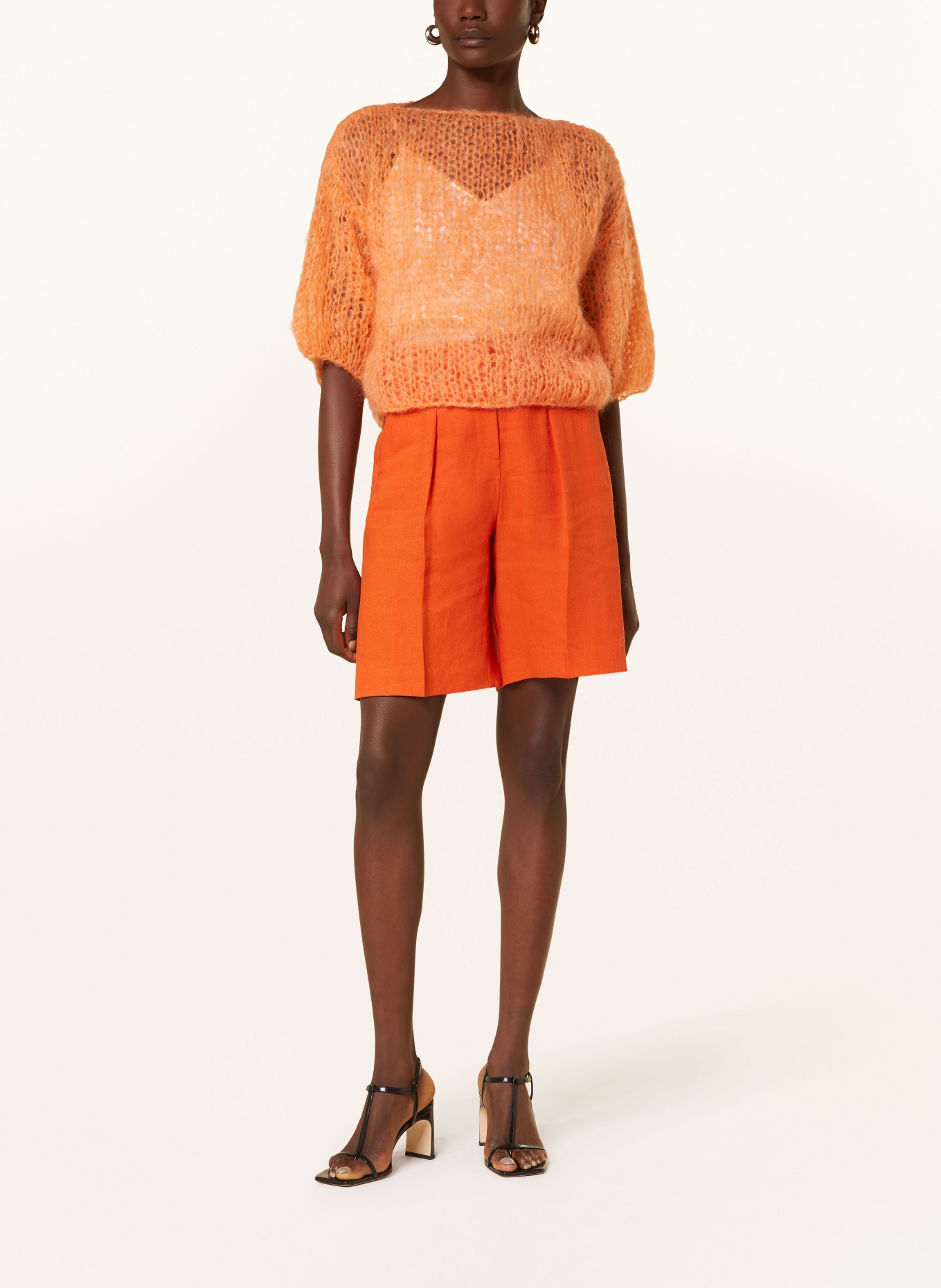MAIAMI Mohair sweater with 3/4 sleeves, Color: ORANGE (Image 2)