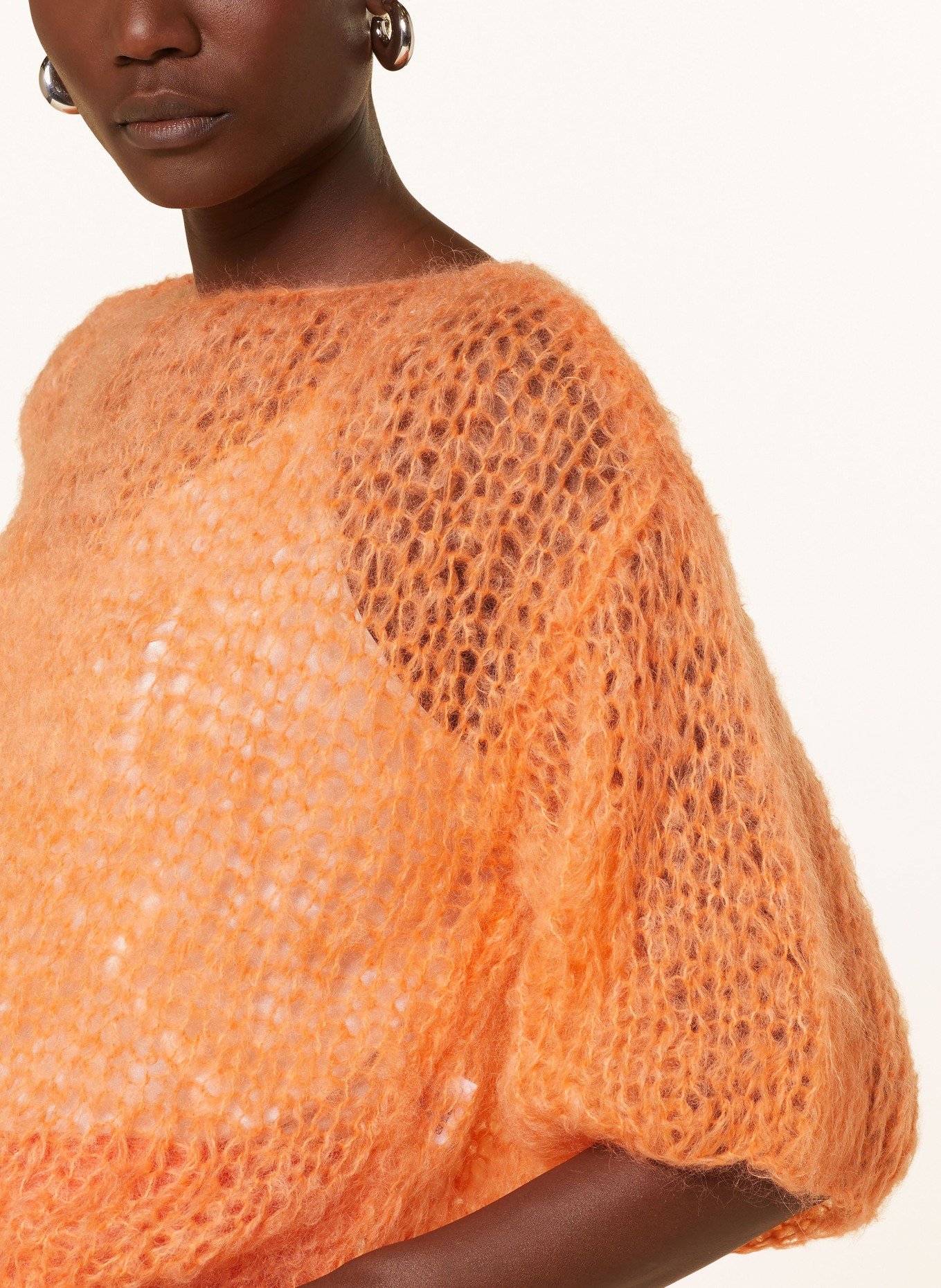 MAIAMI Mohair sweater with 3/4 sleeves, Color: ORANGE (Image 4)