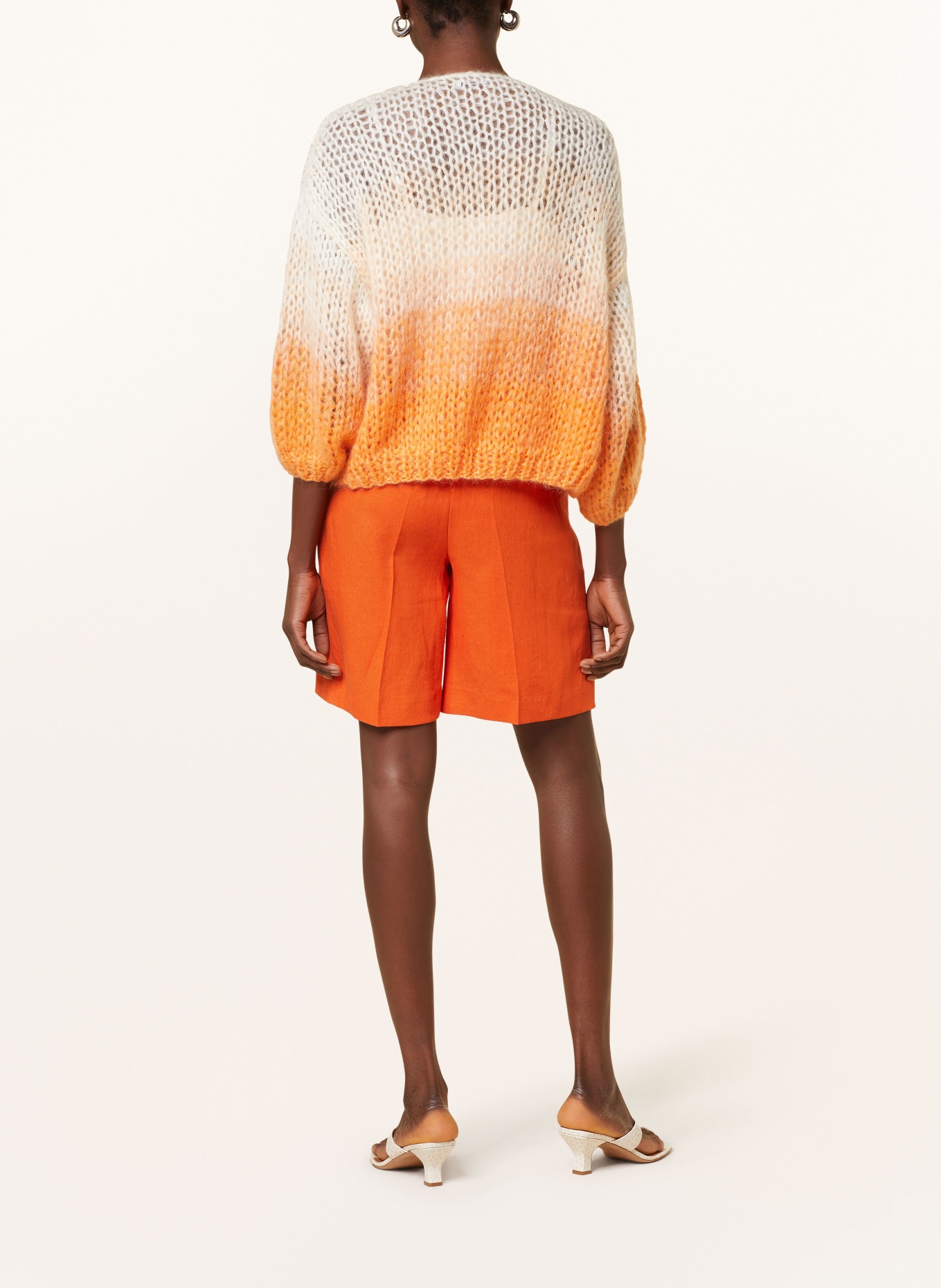 MAIAMI Knit cardigan with mohair, Color: CREAM/ BEIGE/ ORANGE (Image 3)