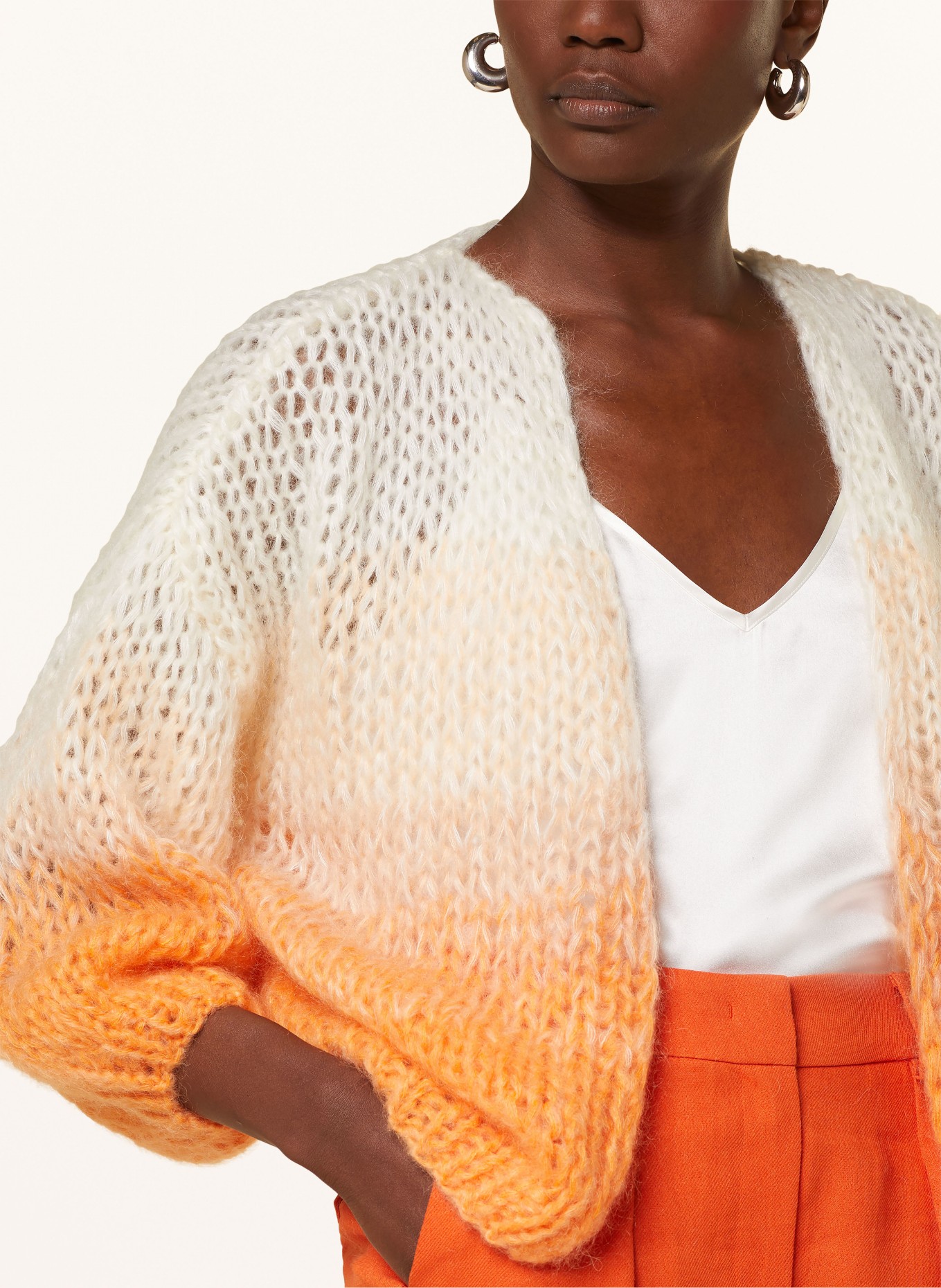 MAIAMI Knit cardigan with mohair, Color: CREAM/ BEIGE/ ORANGE (Image 4)