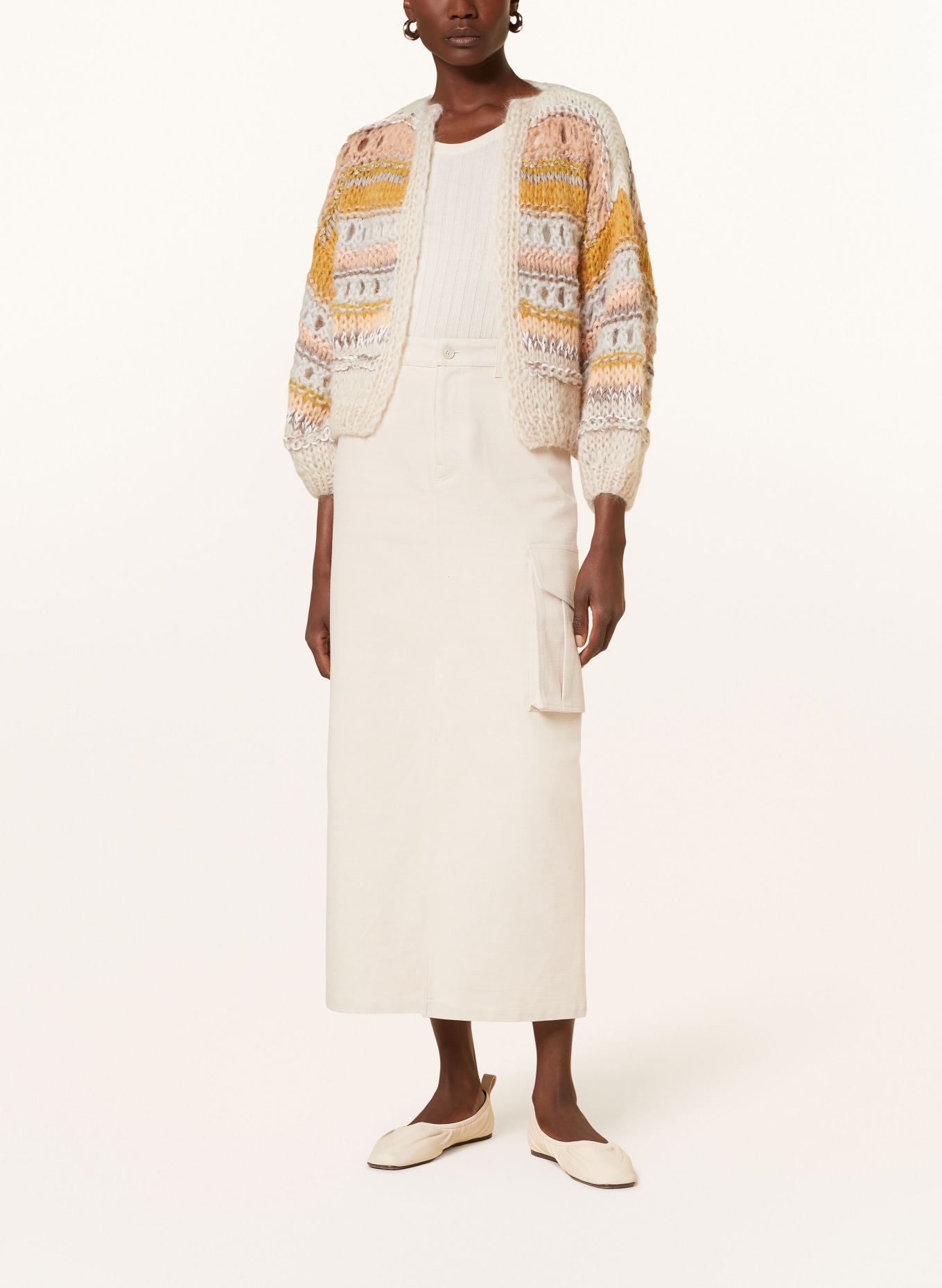 MAIAMI Knit cardigan, Color: WHITE/ GRAY/ DARK YELLOW (Image 2)