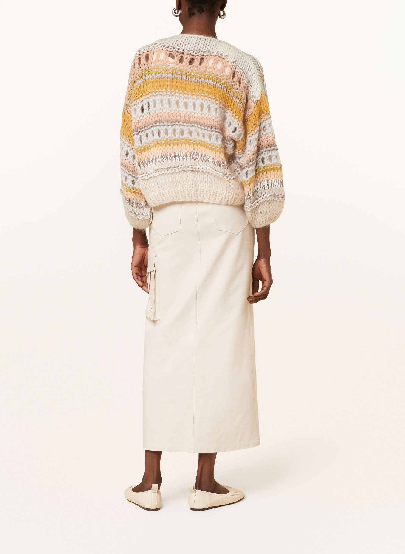 MAIAMI Knit cardigan, Color: WHITE/ GRAY/ DARK YELLOW (Image 3)