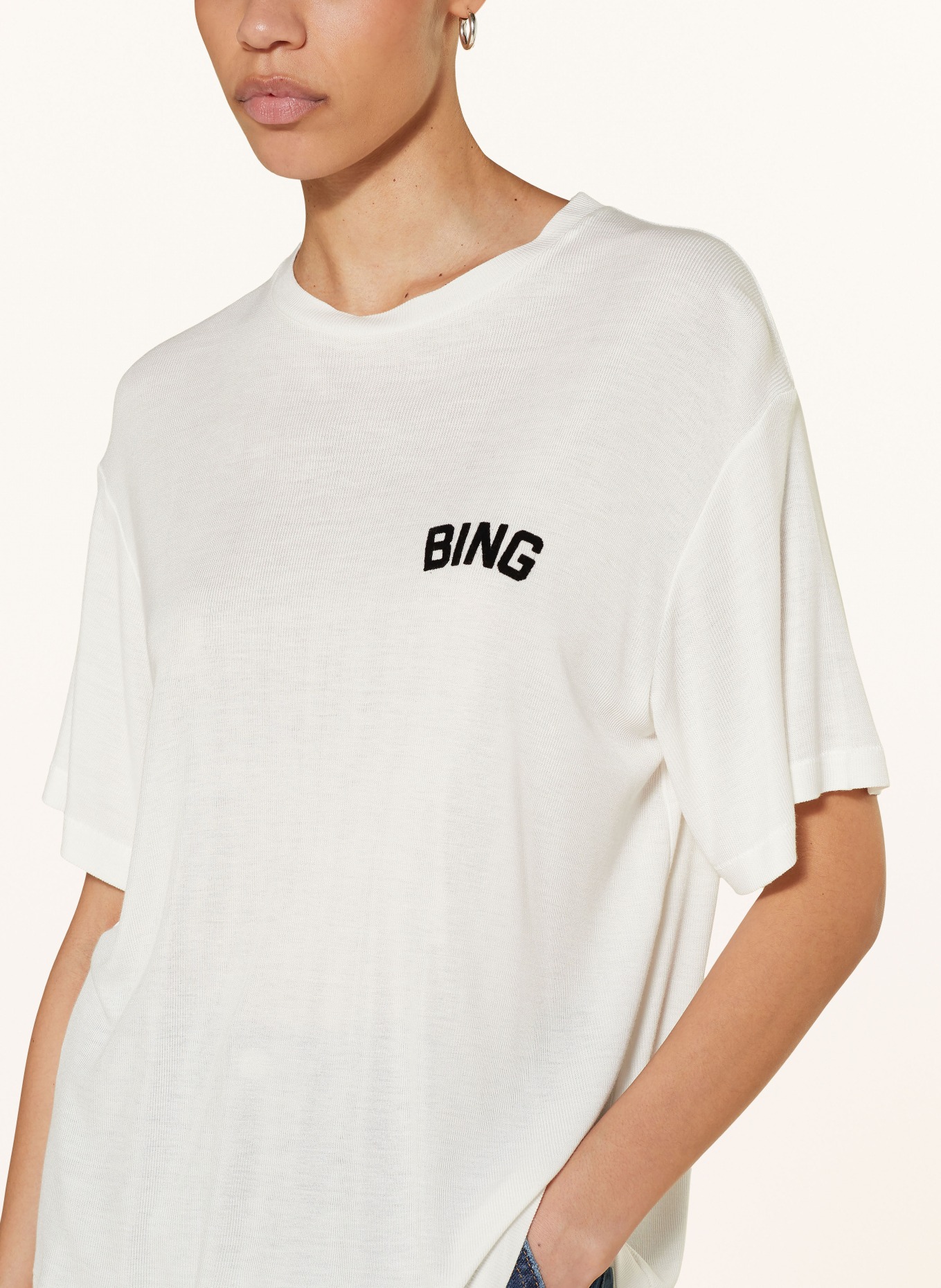 ANINE BING T-shirt LOUIS, Color: WHITE/ BLACK (Image 4)